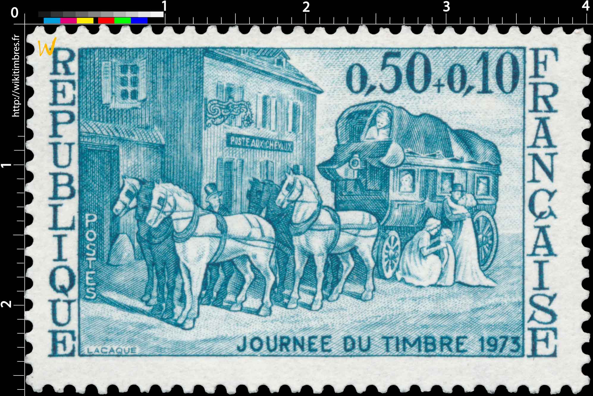 JOURNÉE DU TIMBRE 1973 POSTE AUX CHEVAUX