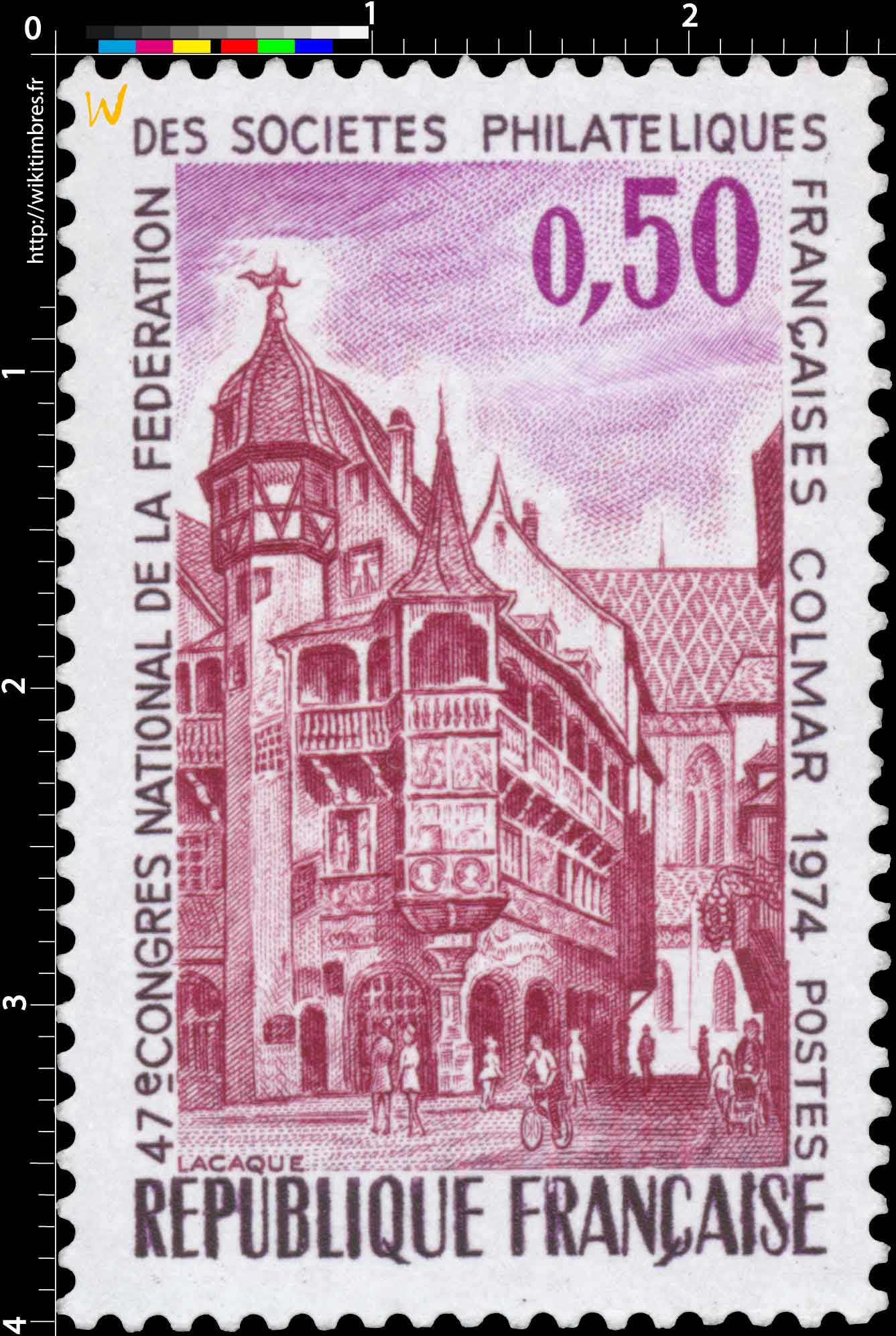 47e CONGRÈS NATIONAL DE LA FÉDÉRATION DES SOCIÉTÉS PHILATÉLIQUES FRANÇAISES COLMAR 1974