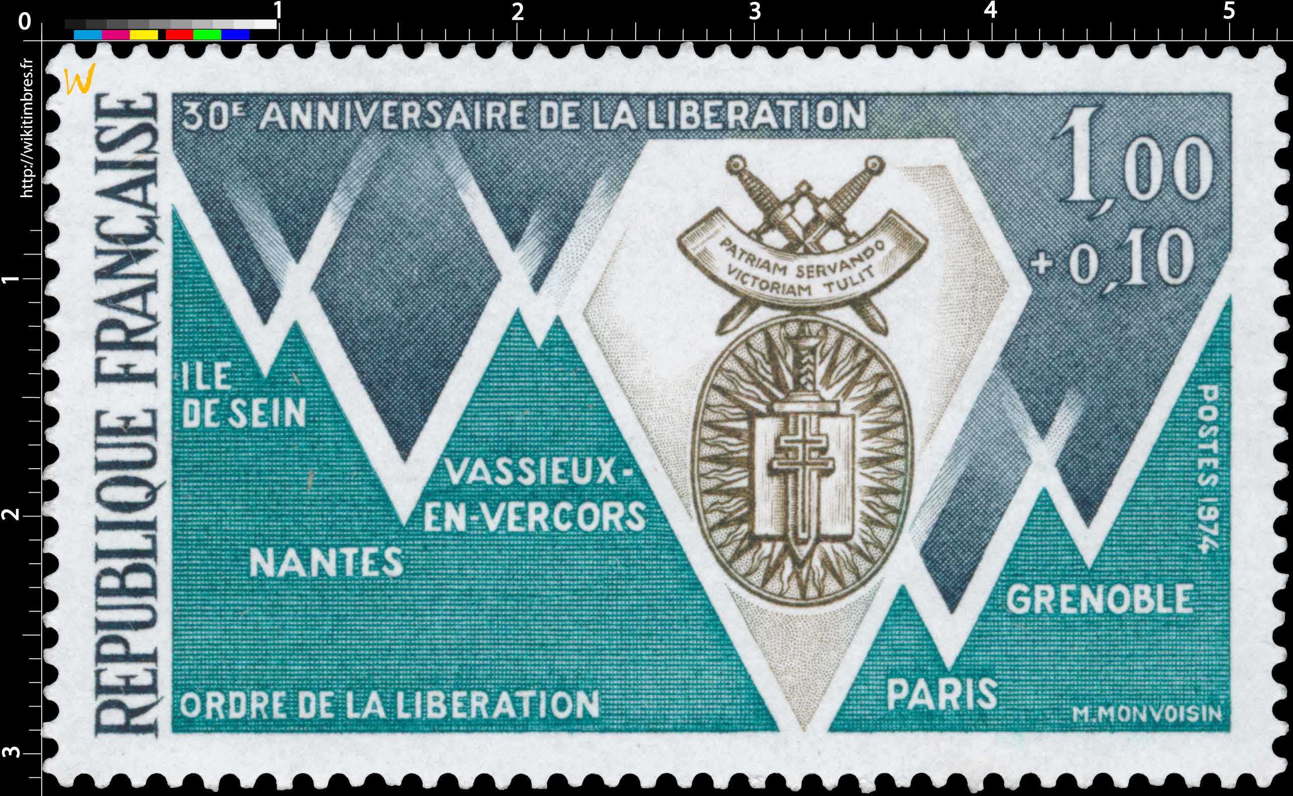 1974 30e ANNIVERSAIRE DE LA LIBÉRATION ORDRE DE LA LIBÉRATION ILE DE SEIN NANTES VASSIEUX-EN-VERCORS PARIS GRENOBLE