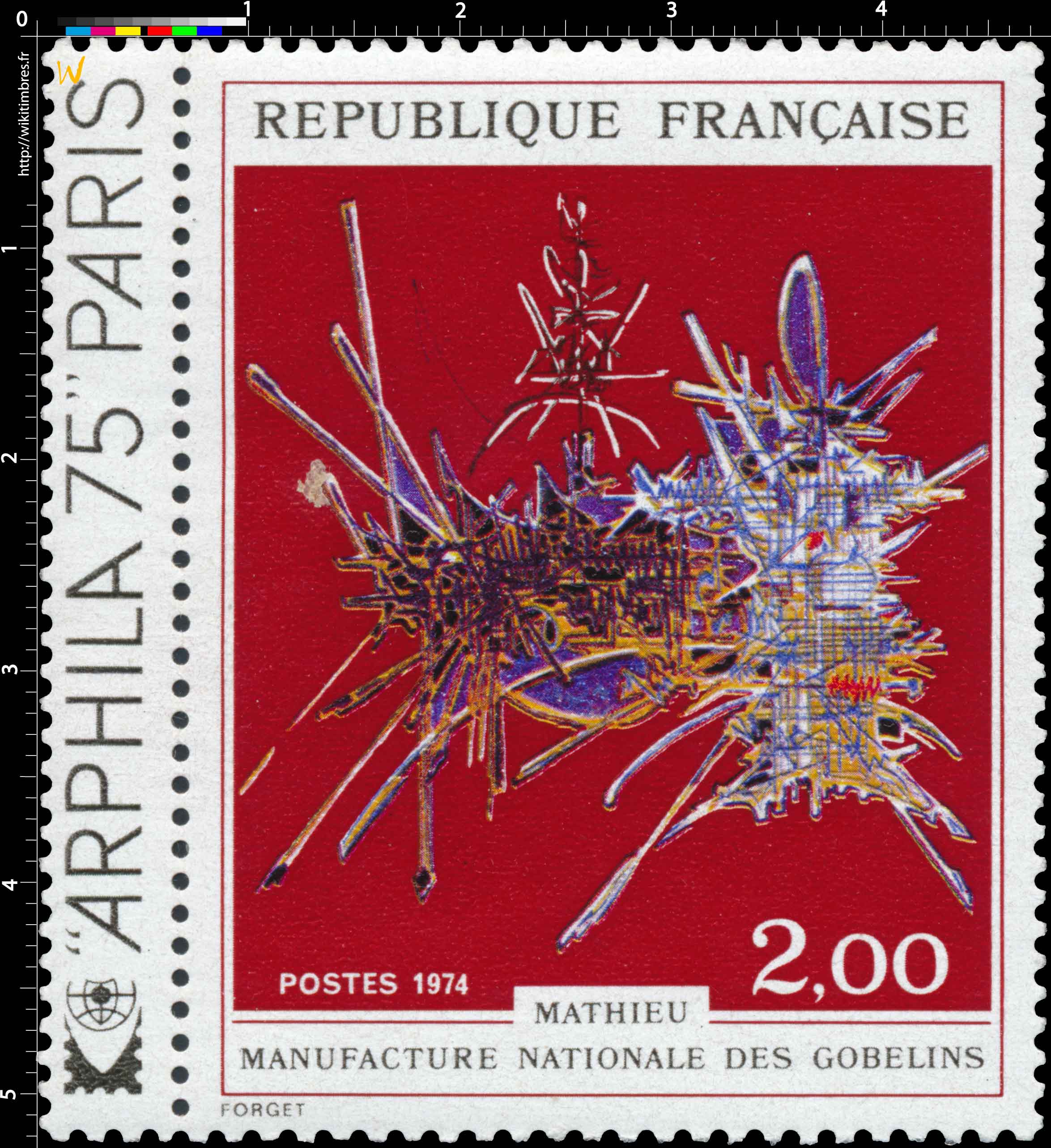 1974 MATHIEU MANUFACTURE NATIONALE DES GOBELINS ARPHILA 75 PARIS