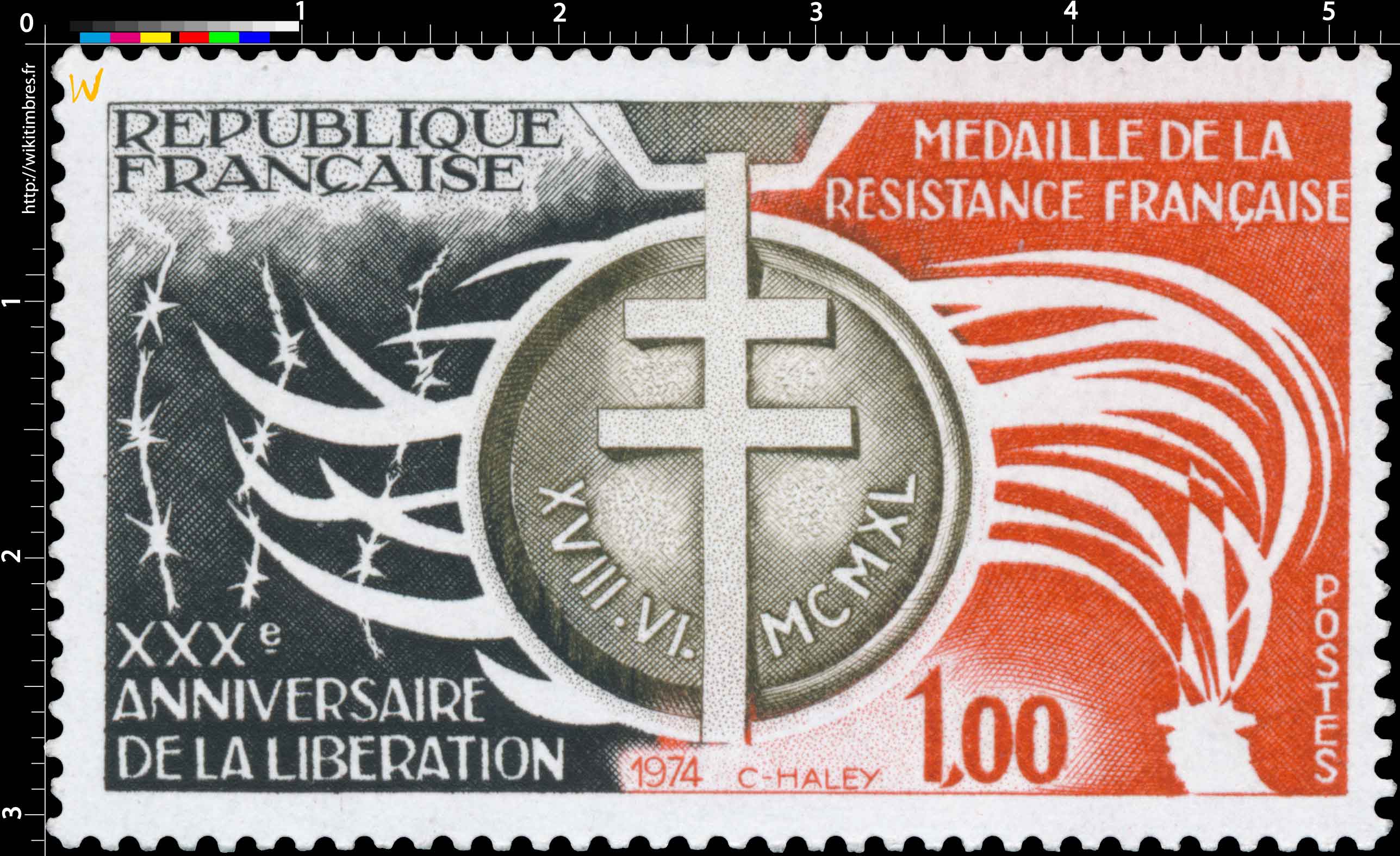 1974 XXXE ANNIVERSAIRE DE LA LIBÉRATION MÉDAILLE DE LA RESISTANCE FRANÇAISE
