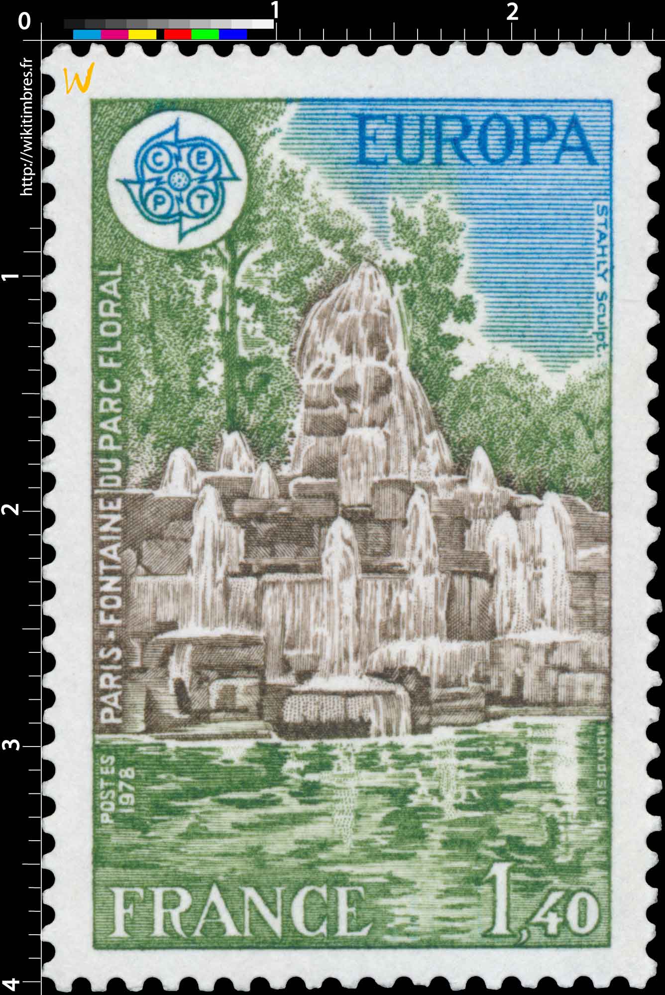 1978 EUROPA CEPT PARIS - FONTAINE DU PARC FLORAL STAHLY Sculpt.