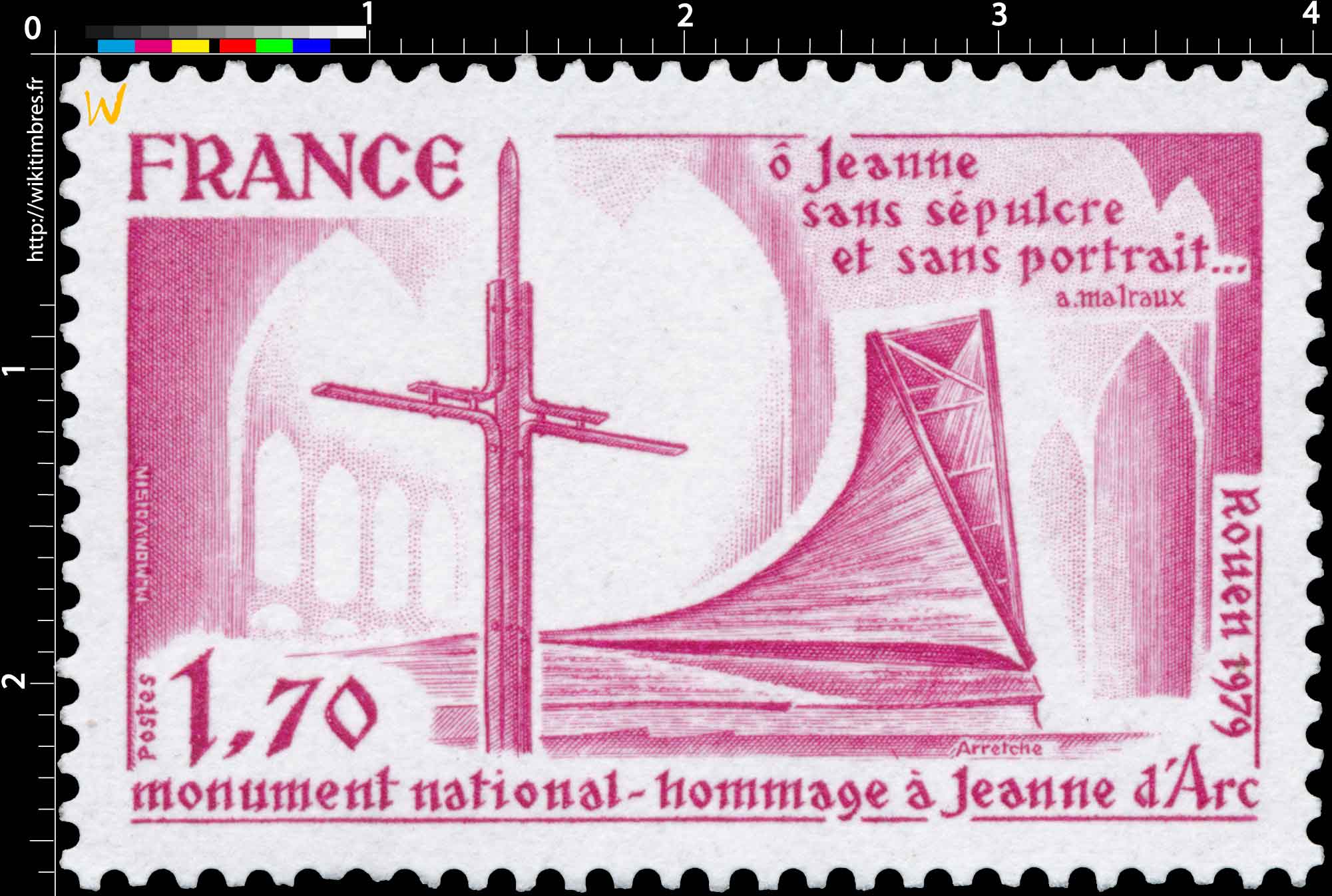 monument national - hommage à Jeanne d'Arc ô Jeanne sans sépulcre et sans portrait…A. Malraux Rouen 1979