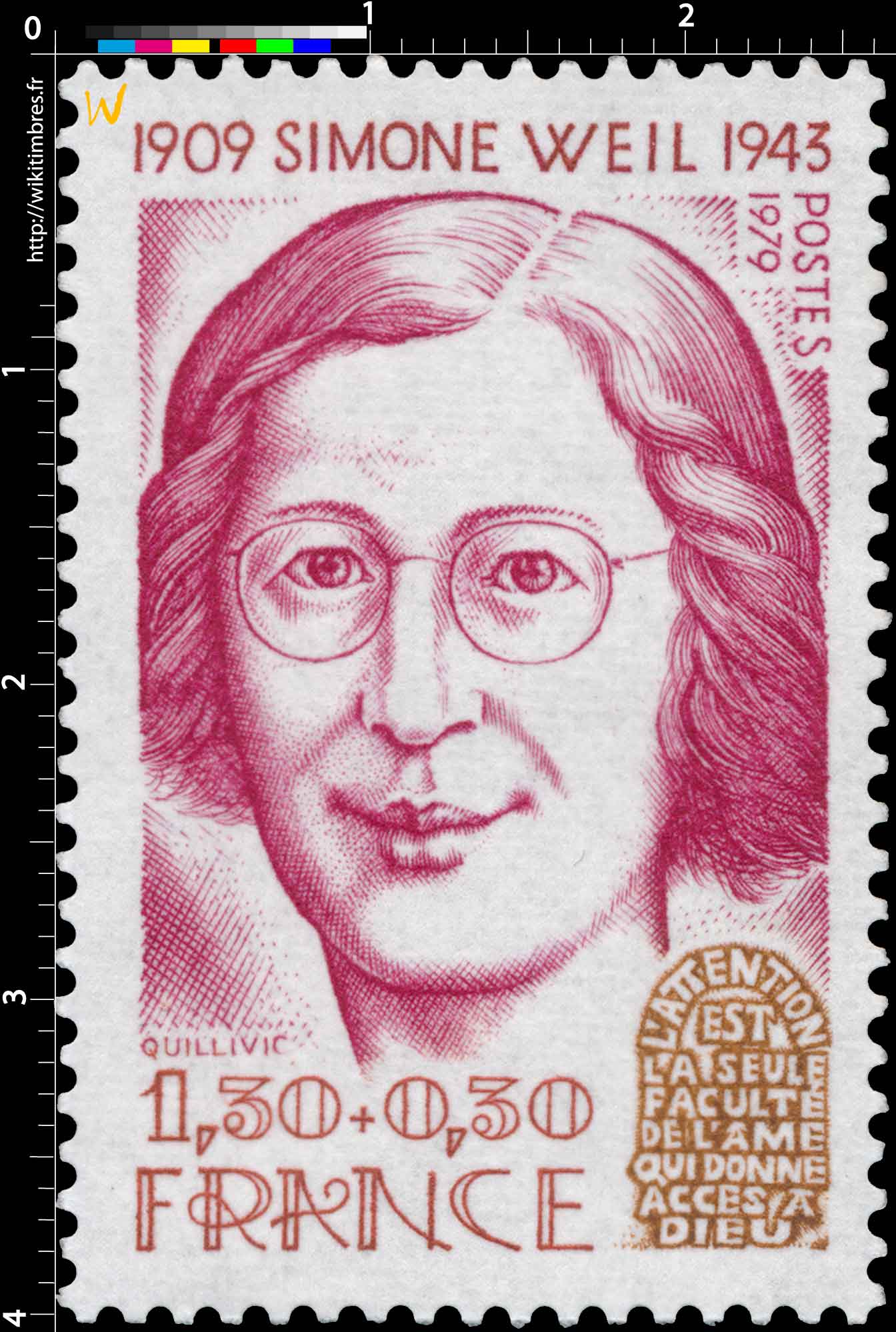 1979 SIMONE WEIL 1909-1943 L'ATTENTION EST LA SEULE FACULTÉ DE L'ÂME QUI DONNE ACCÈS A DIEUX