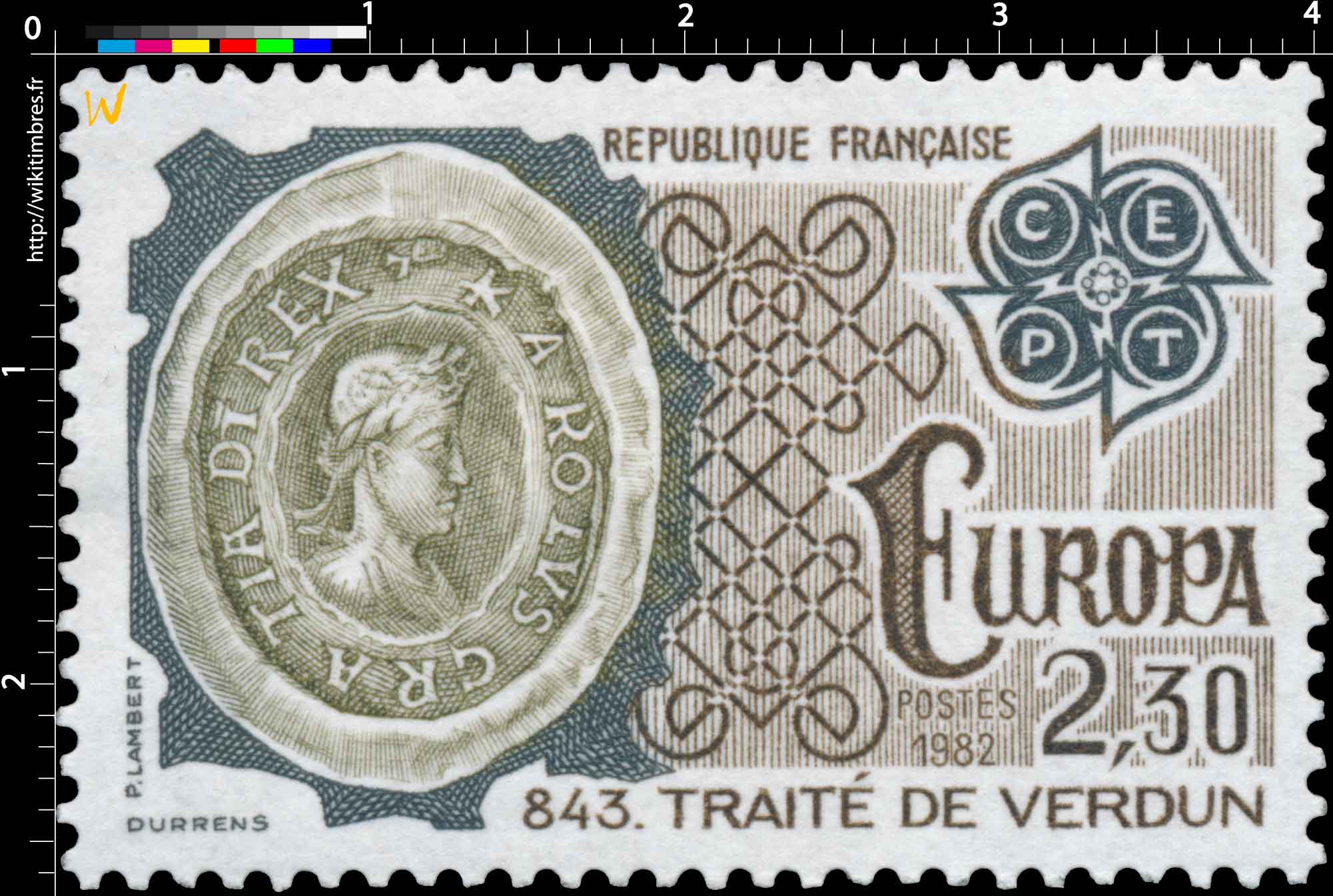 1982 EUROPA CEPT 843. TRAITÉ DE VERDUN KAROLUS CRATIA DI REX