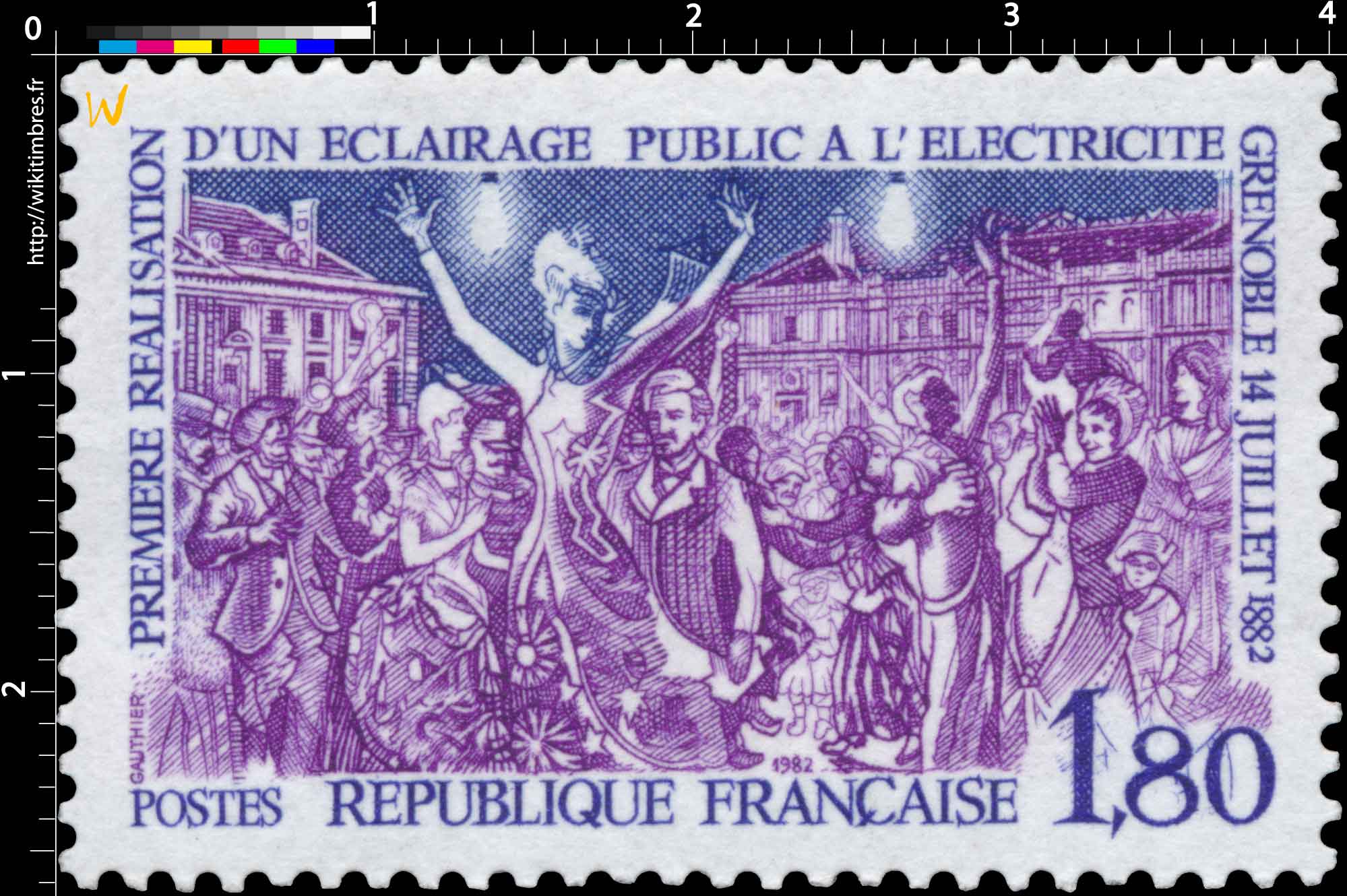 1982 PREMIÈRE RÉALISATION D'UN ÉCLAIRAGE PUBLIC À L'ÉLECTRICITÉ GRENOBLE 14 JUILLET 1882