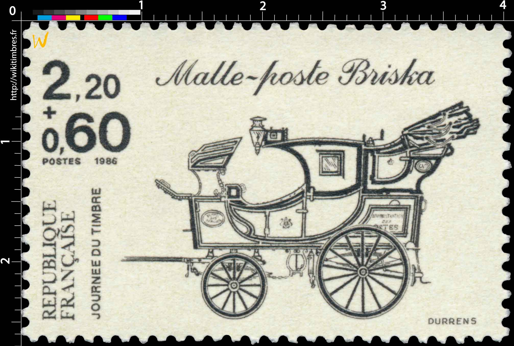 1986 JOURNÉE DU TIMBRE Malle-poste Briska