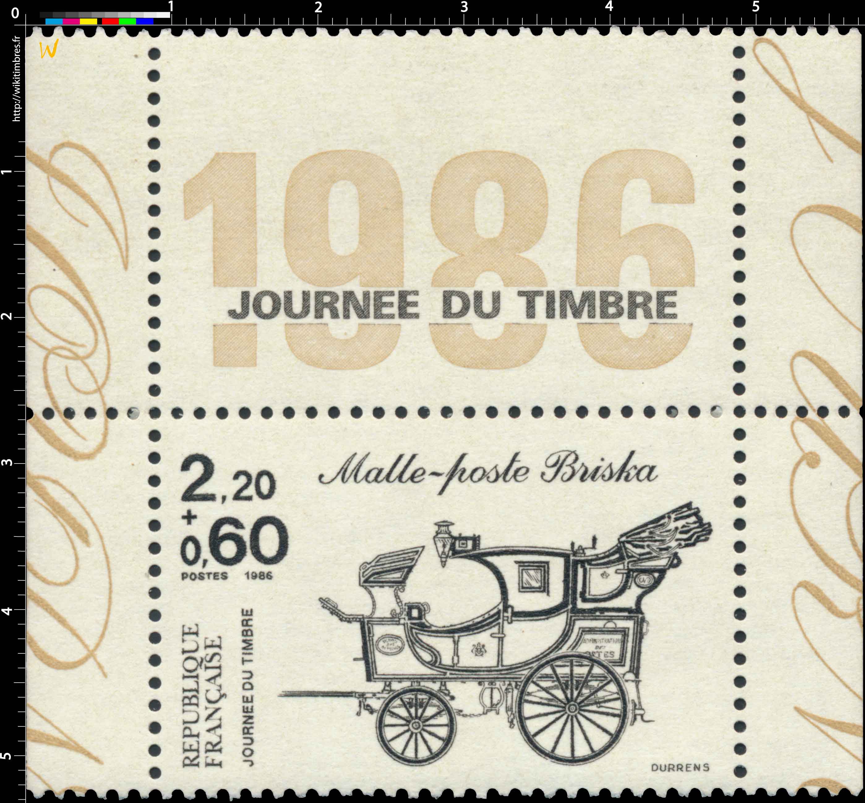 1986 JOURNÉE DU TIMBRE Malle-poste Briska
