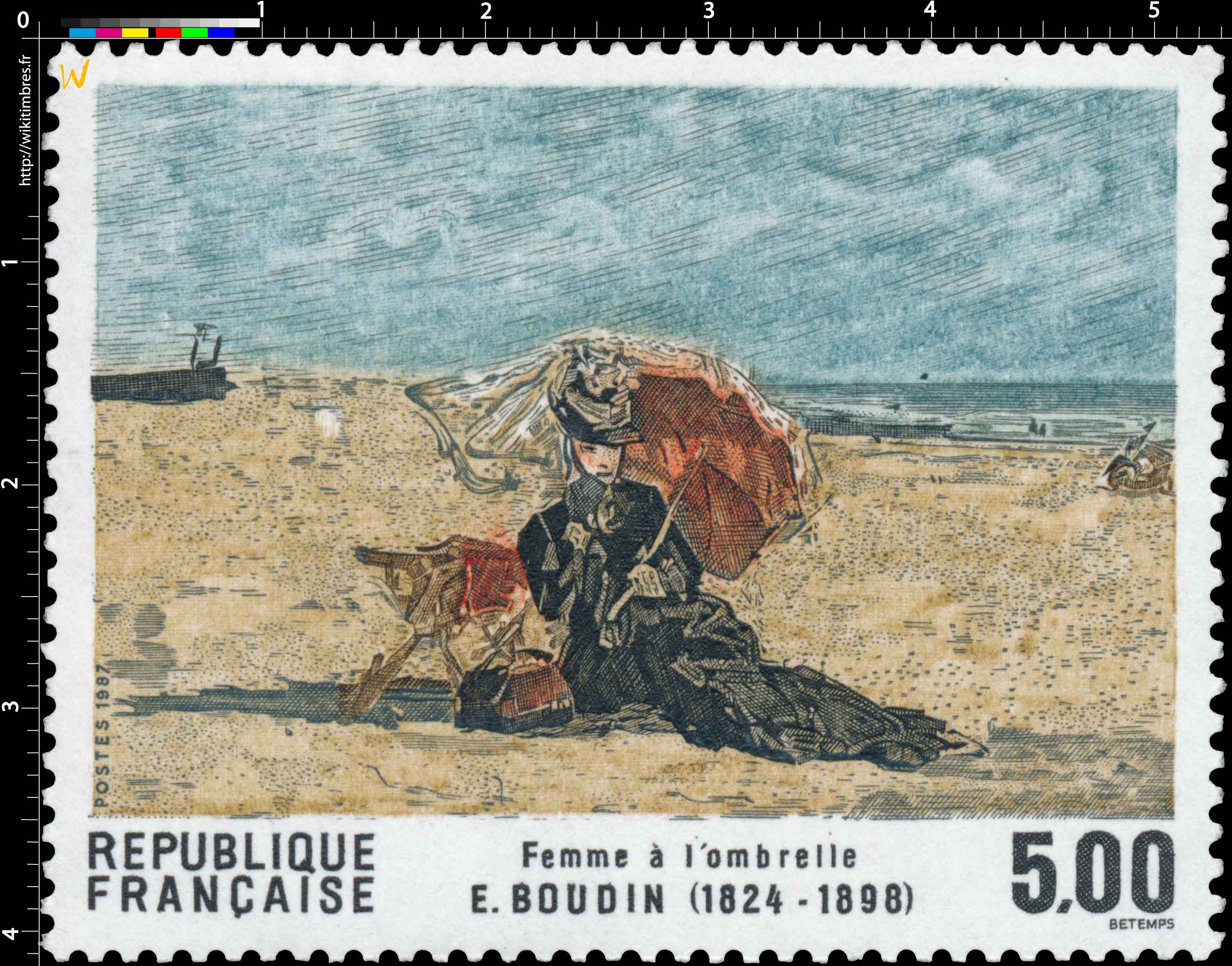 1987 Femme à l'ombrelle E. BOUDIN (1824-1898)