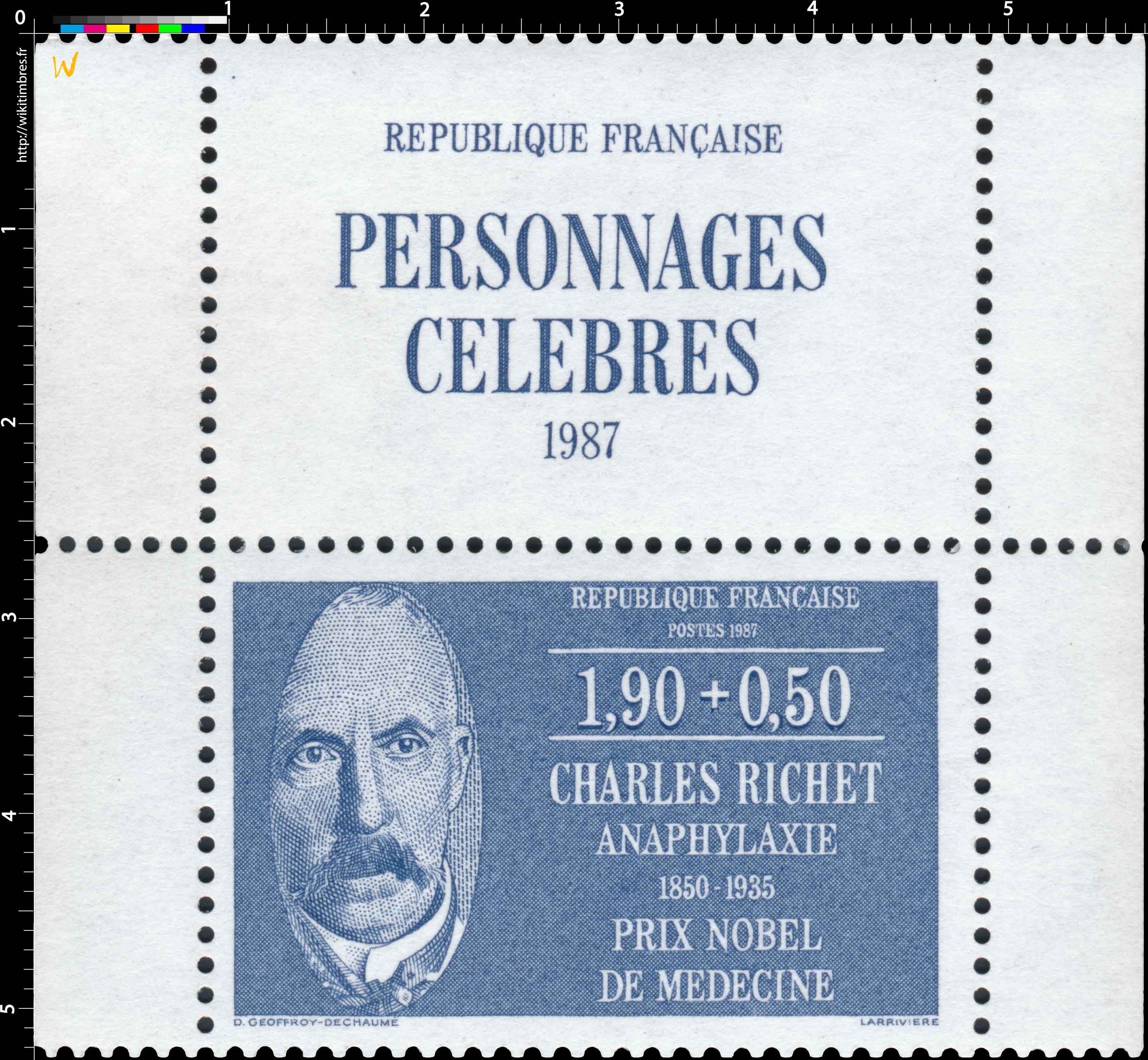 1987 CHARLES RICHET ANAPHYLAXIE 1850-1935 PRIX NOBEL DE MÉDECINE