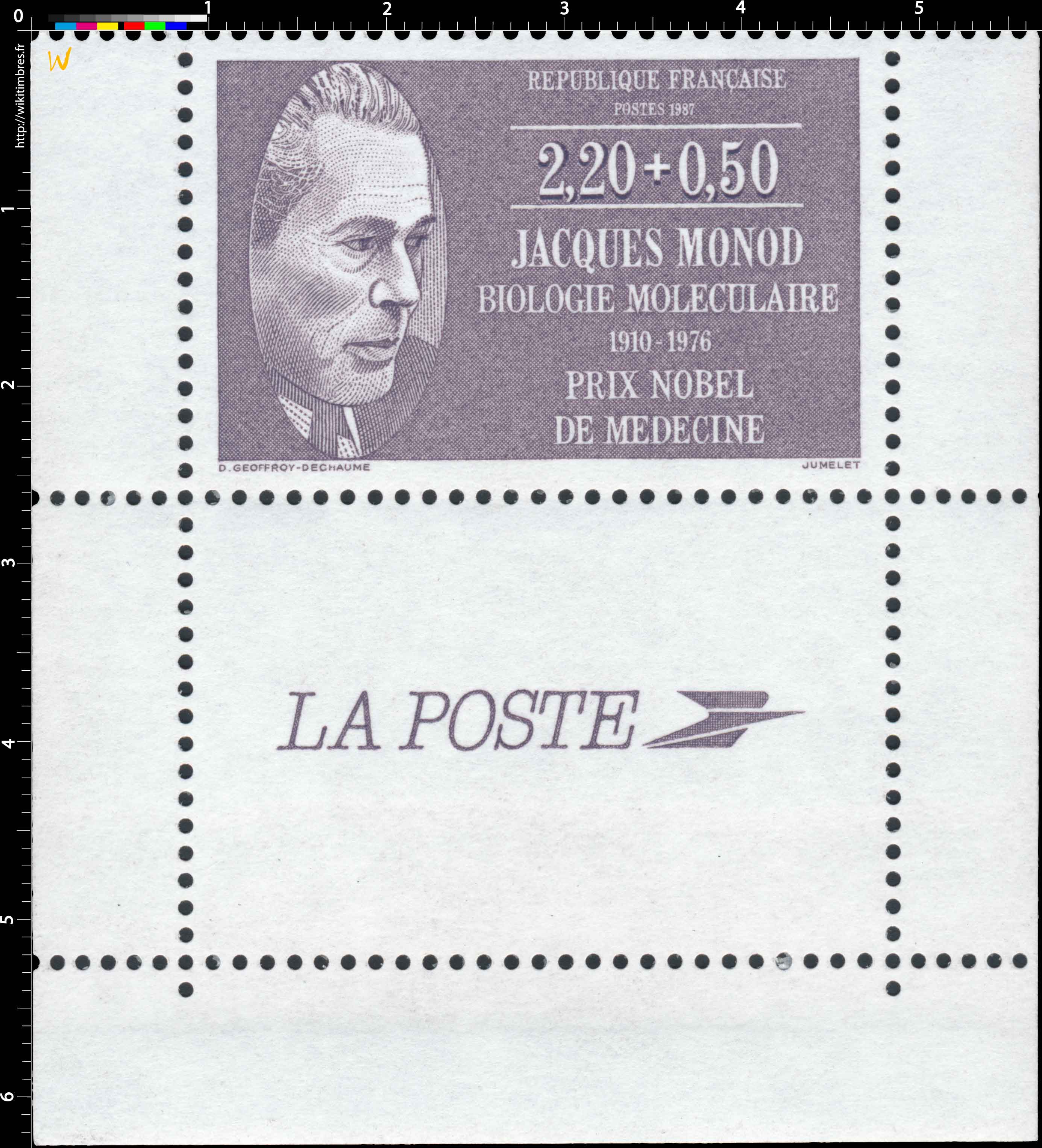 1987 JACQUES MONOD BIOLOGIE MOLÉCULAIRE 1910-1976 PRIX NOBEL DE MÉDECINE