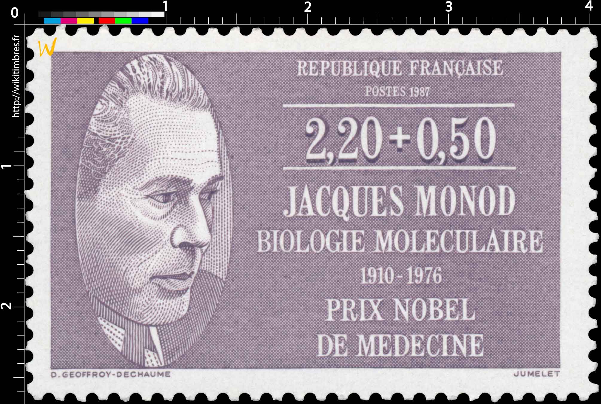 1987 JACQUES MONOD BIOLOGIE MOLÉCULAIRE 1910-1976 PRIX NOBEL DE MÉDECINE
