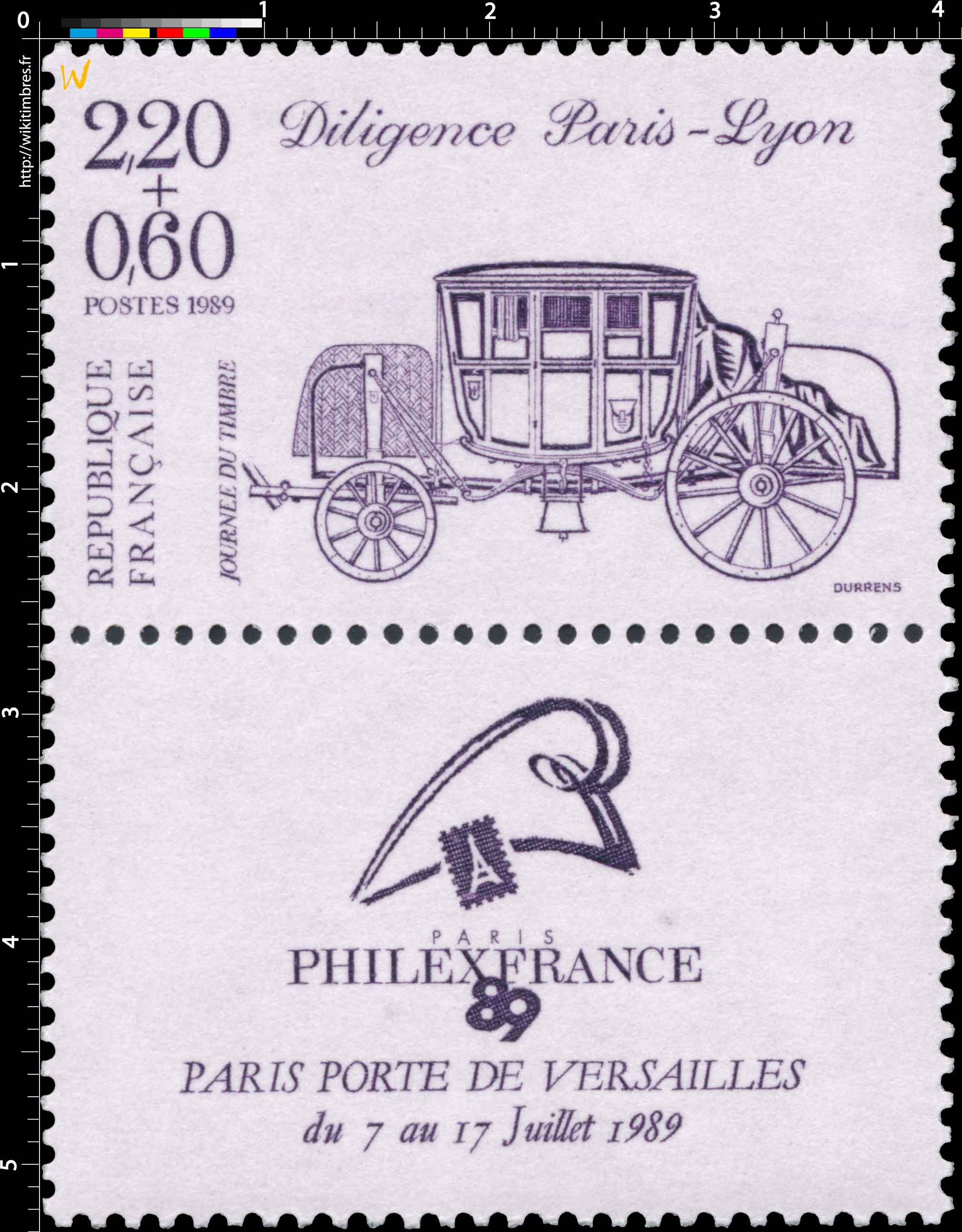 1989 JOURNÉE DU TIMBRE Diligence Paris-Lyon
