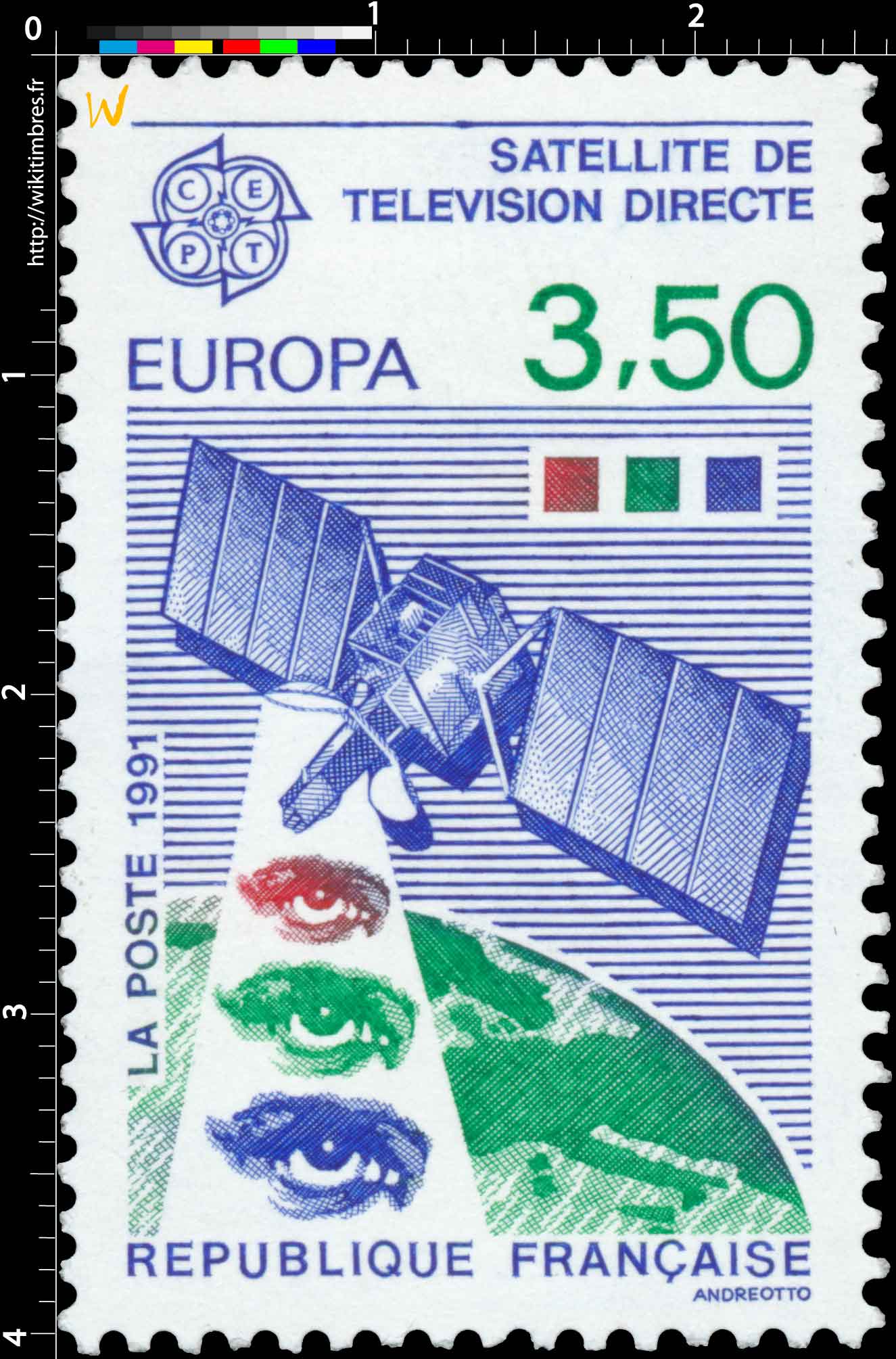 1991 EUROPA CEPT SATELLITE DE TÉLÉVISION DIRECTE