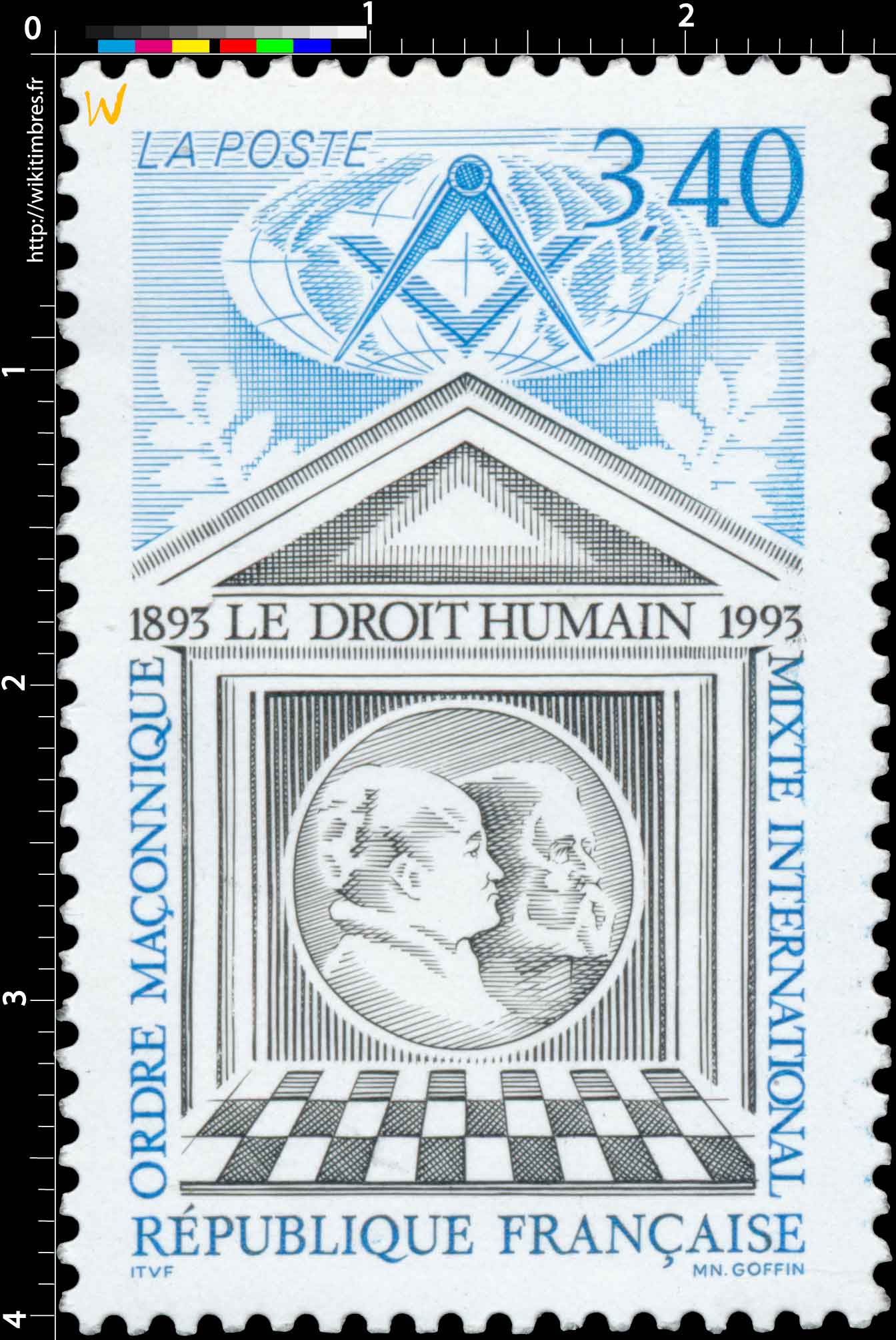 DROIT HUMAIN 1893-1993 ORDRE MAÇONNIQUE MIXTE INTERNATIONAL