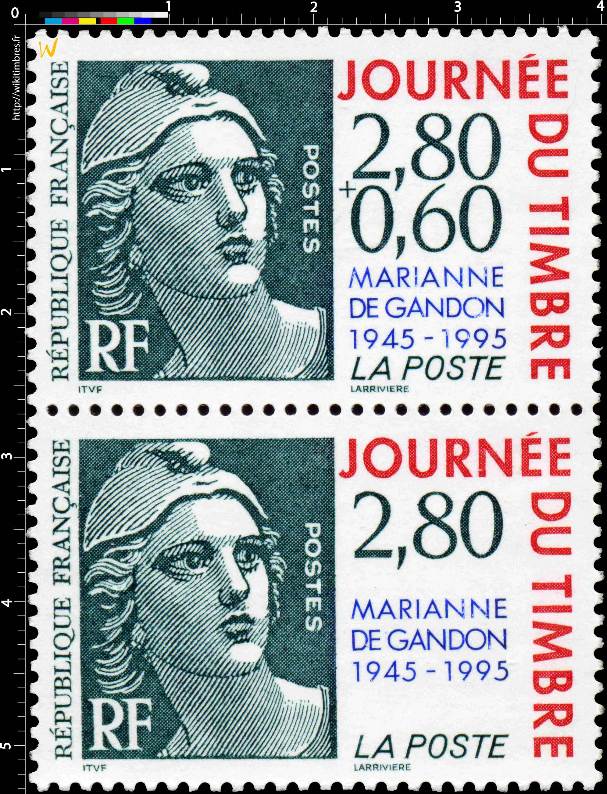 JOURNÉE DU TIMBRE MARIANNE DE GANDON 1945-1995