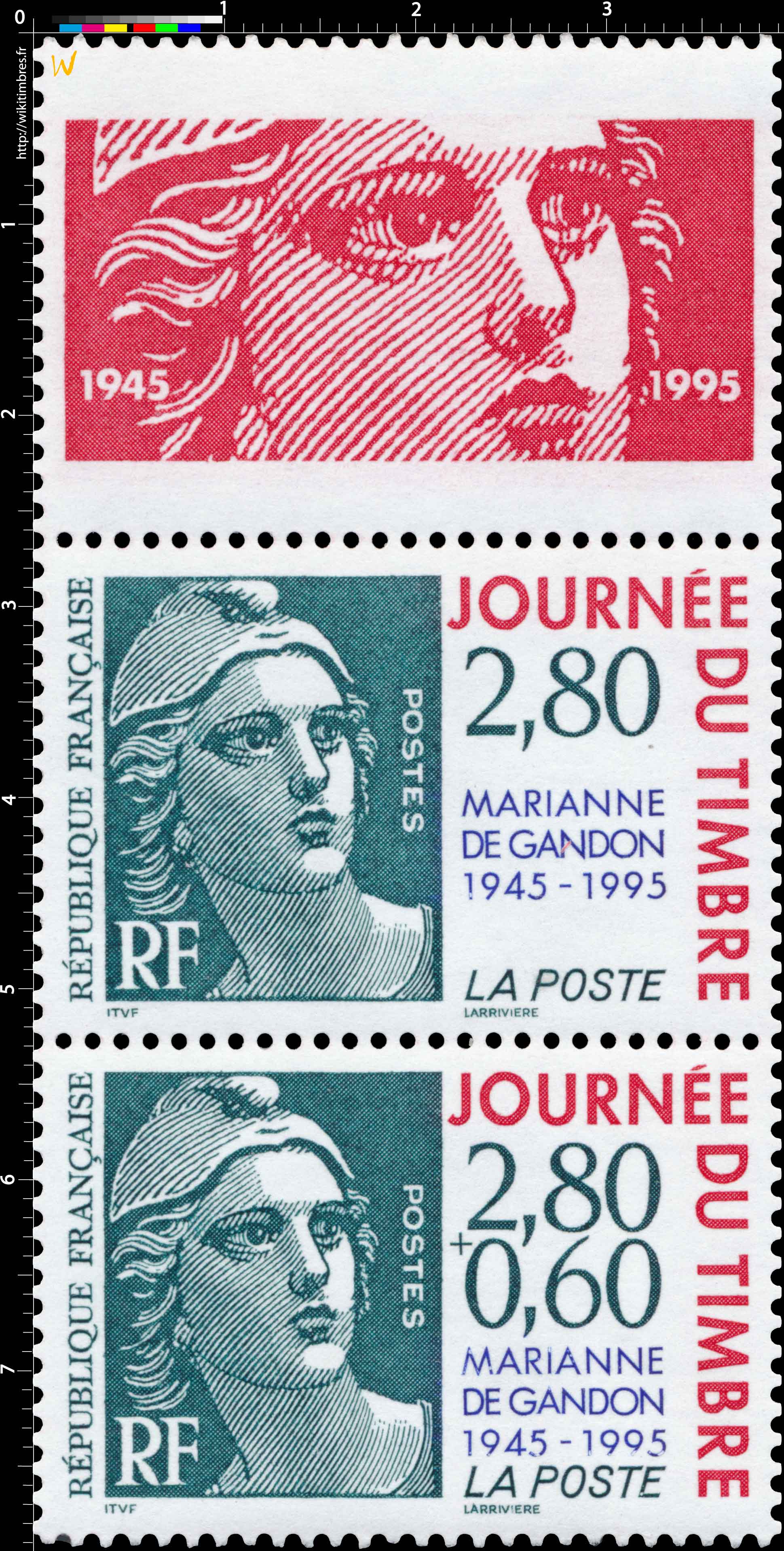 JOURNÉE DU TIMBRE MARIANNE DE GANDON 1945-1995