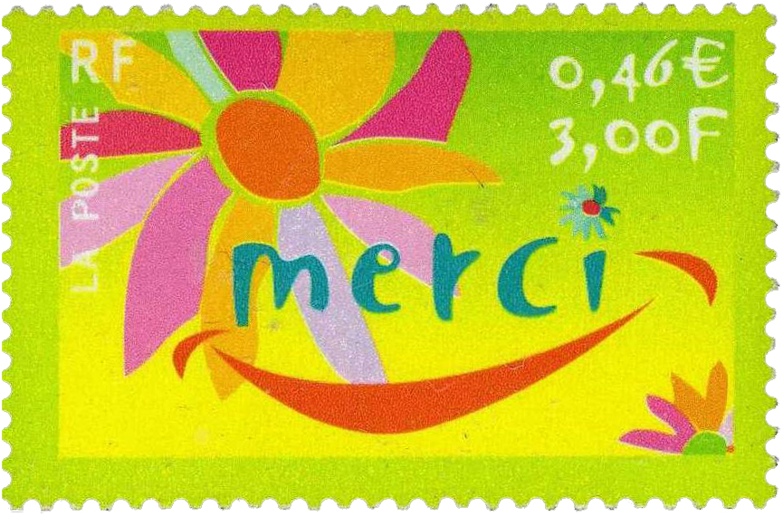 2001 TIMBRES DE MESSAGES. MERCI