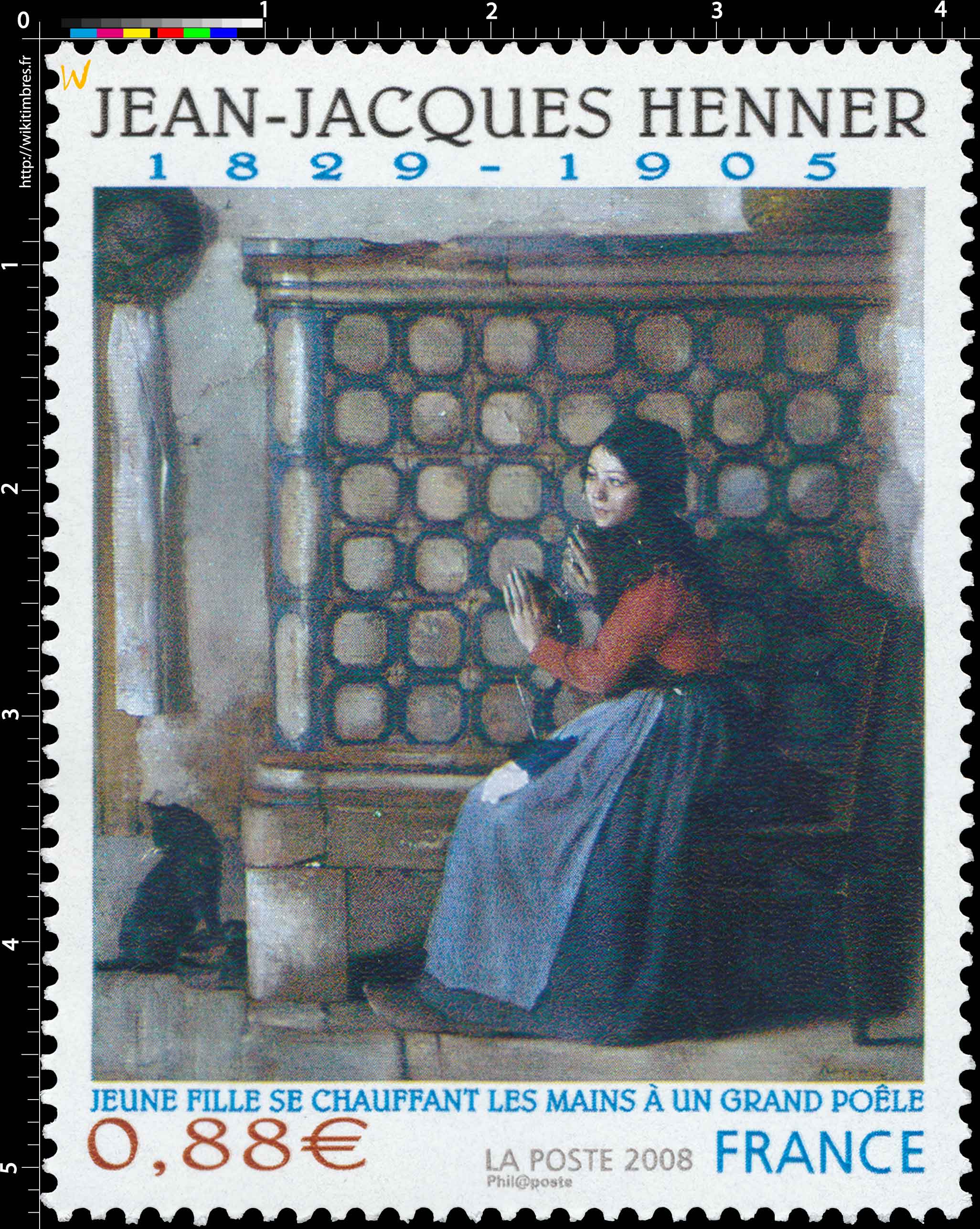 JEAN-JACQUES HENNER 1829-1905 JEUNE FILLE SE CHAUFFANT LES MAINS À UN GRAND POÊLE