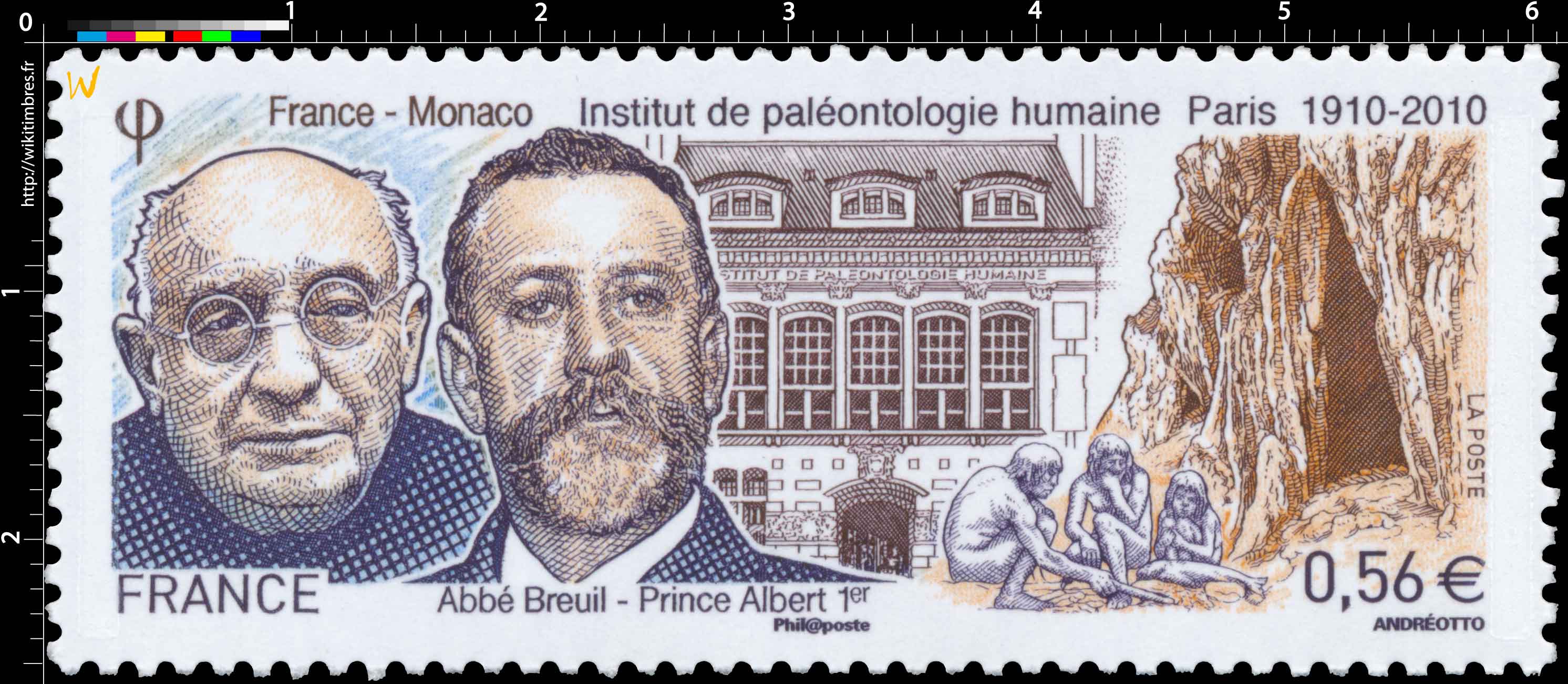 France - Monaco institut de paléontologie humaine Paris 1910-2010 Abbé Breuil - Prince Albert 1er
