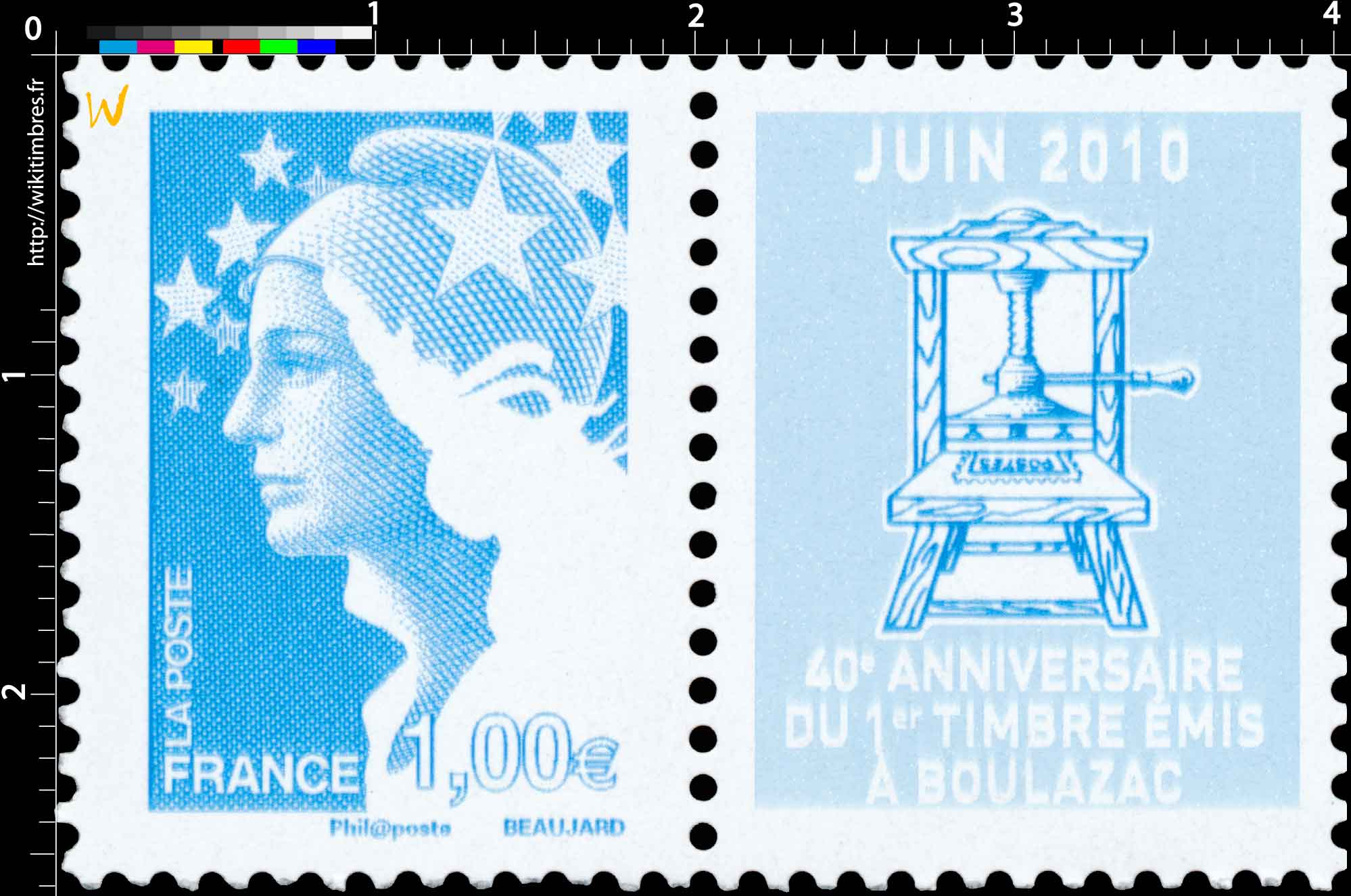 40e ANNIVERSAIRE DU 1ER TIMBRE ÉMIS A BOULAZAC