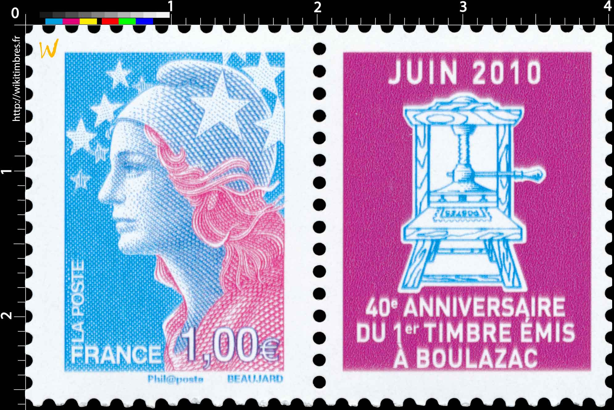 40e ANNIVERSAIRE DU 1ER TIMBRE ÉMIS A BOULAZAC