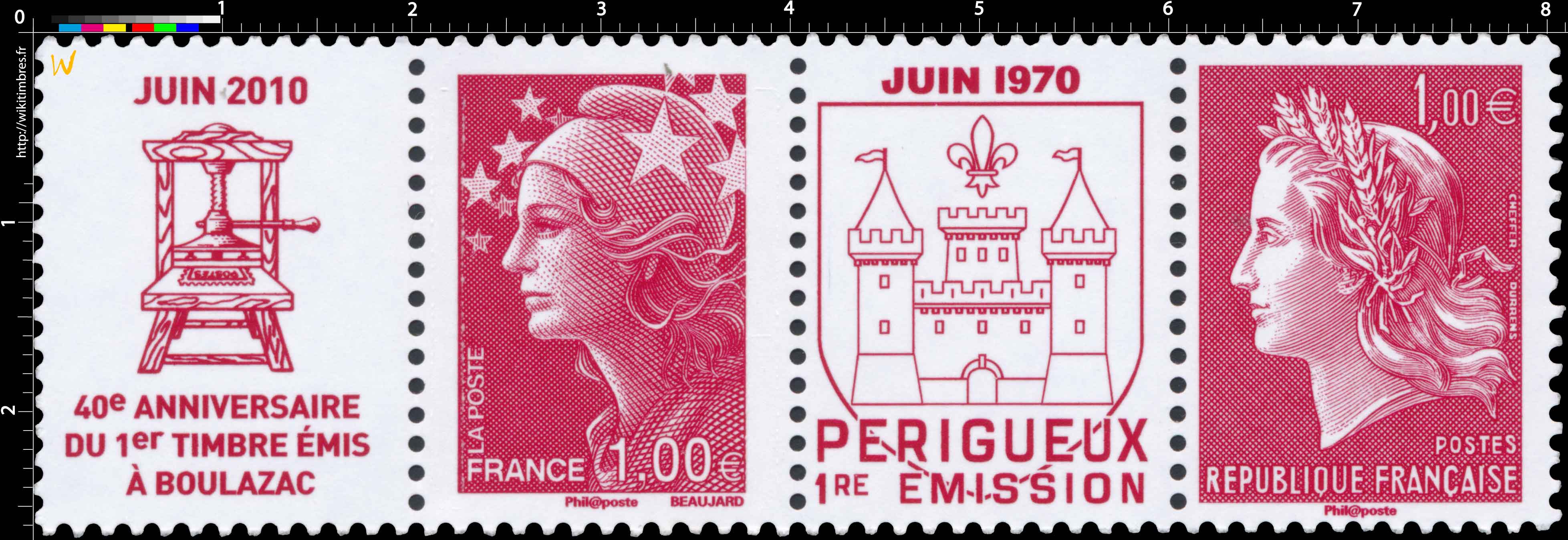 40e ANNIVERSAIRE DU 1ER TIMBRE ÉMIS A BOULAZAC