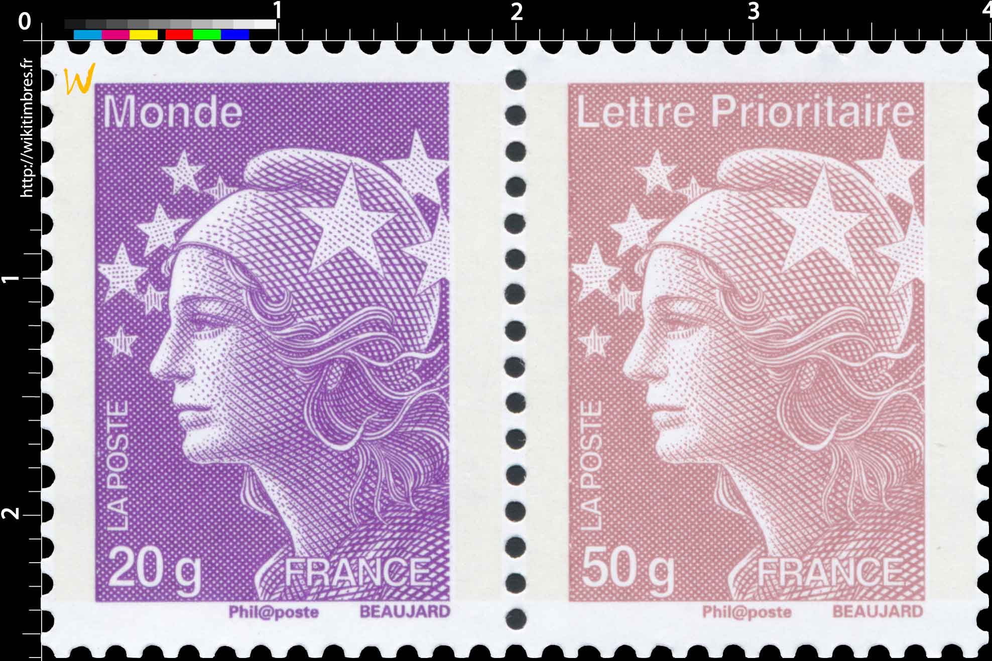 Lettre Prioritaire Monde - type Marianne de Beaujard