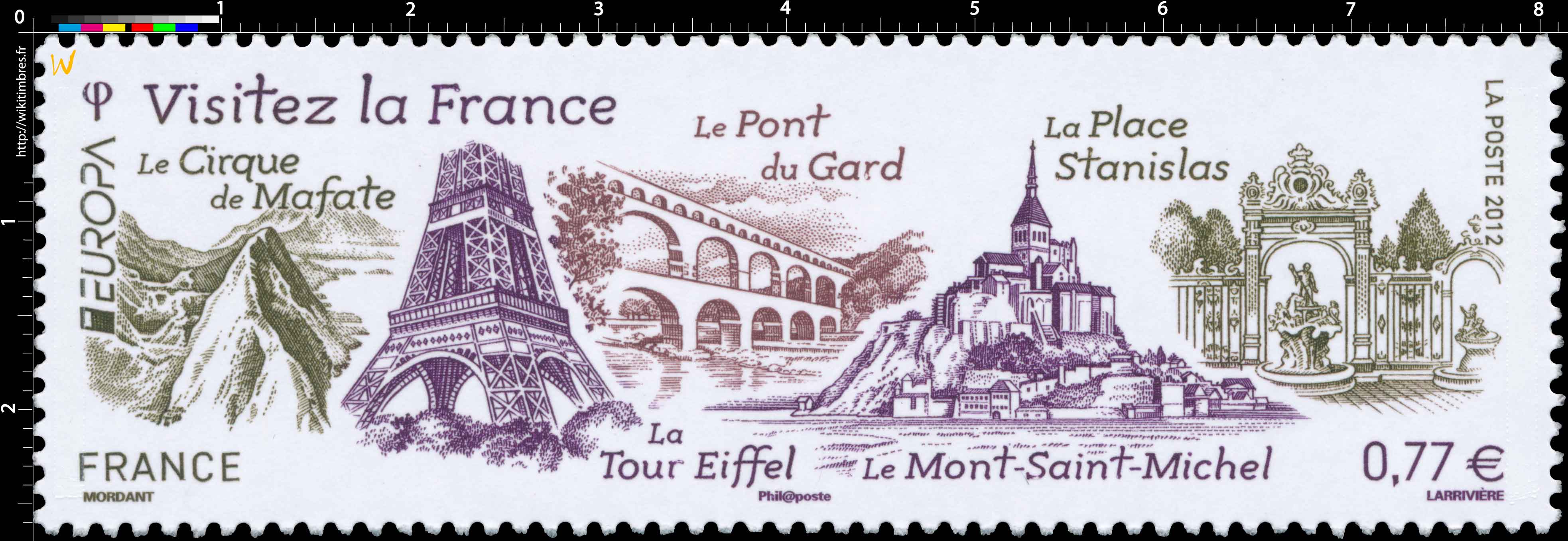 2012 VISITEZ LA France la place Stanislas, le Mont Saint-Michel, la Tour Eiffel, le Pont du Gard et le Cirque de Mafate EUROPA