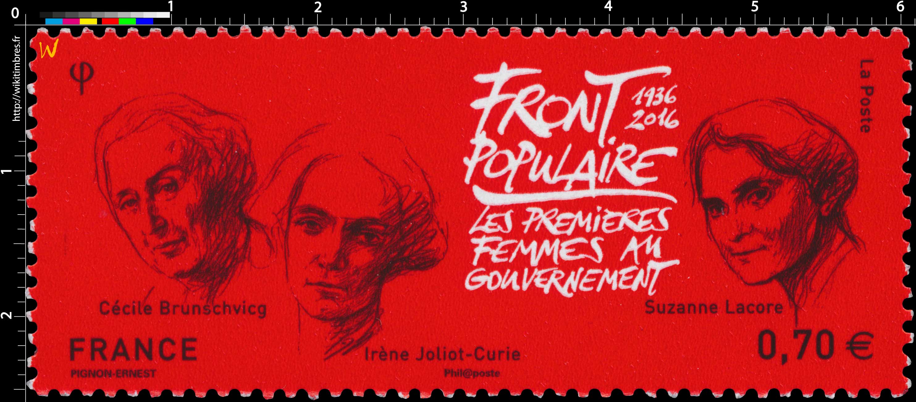 2016 Front Populaire 1936 - 2016 Les premières femmes au gouvernement - Cécile Brunschvicg - Irène Joliot-Curie - Suzanne Lacore