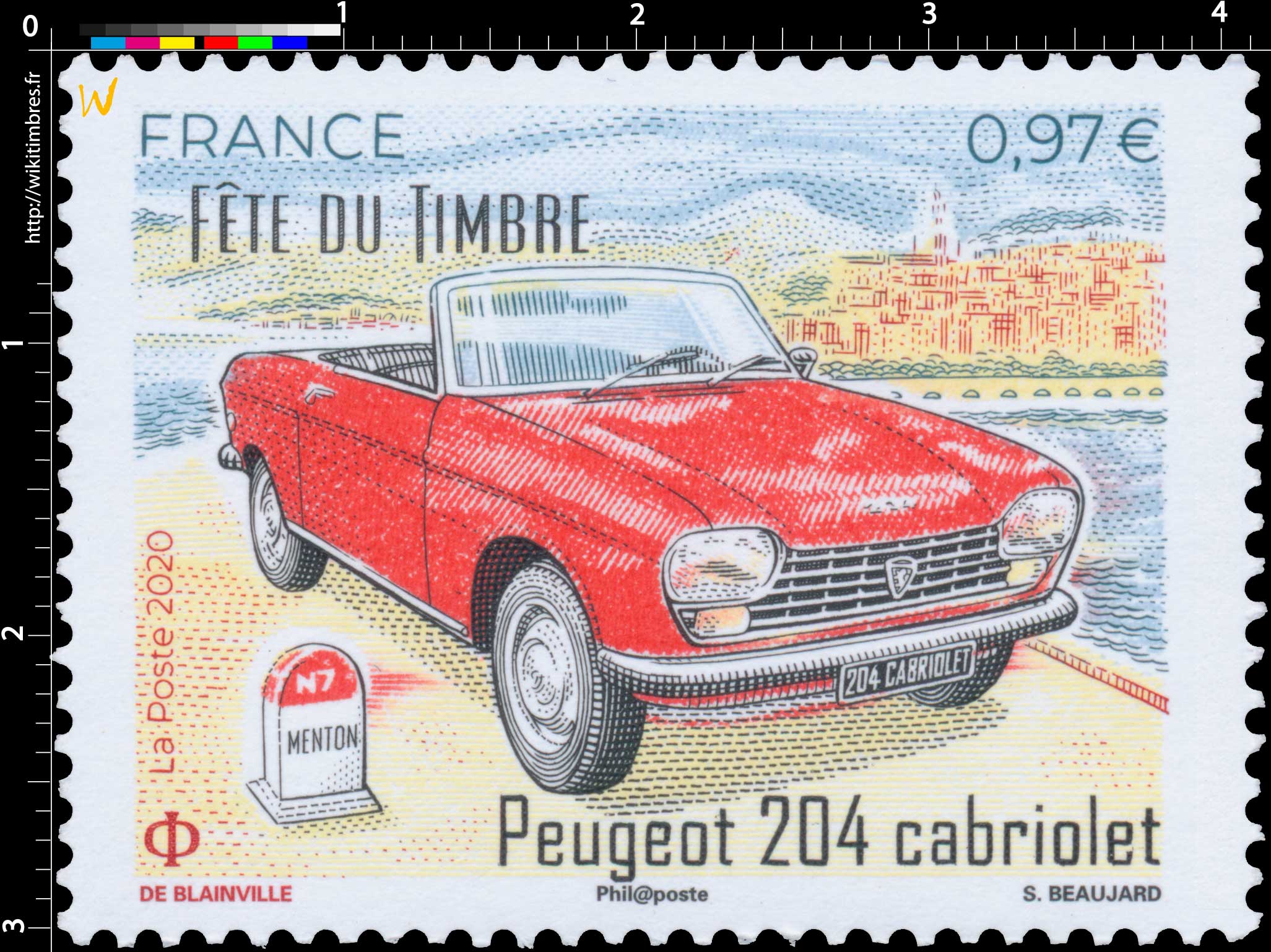 2020 Fête du timbre - Peugeot 204 cabriolet