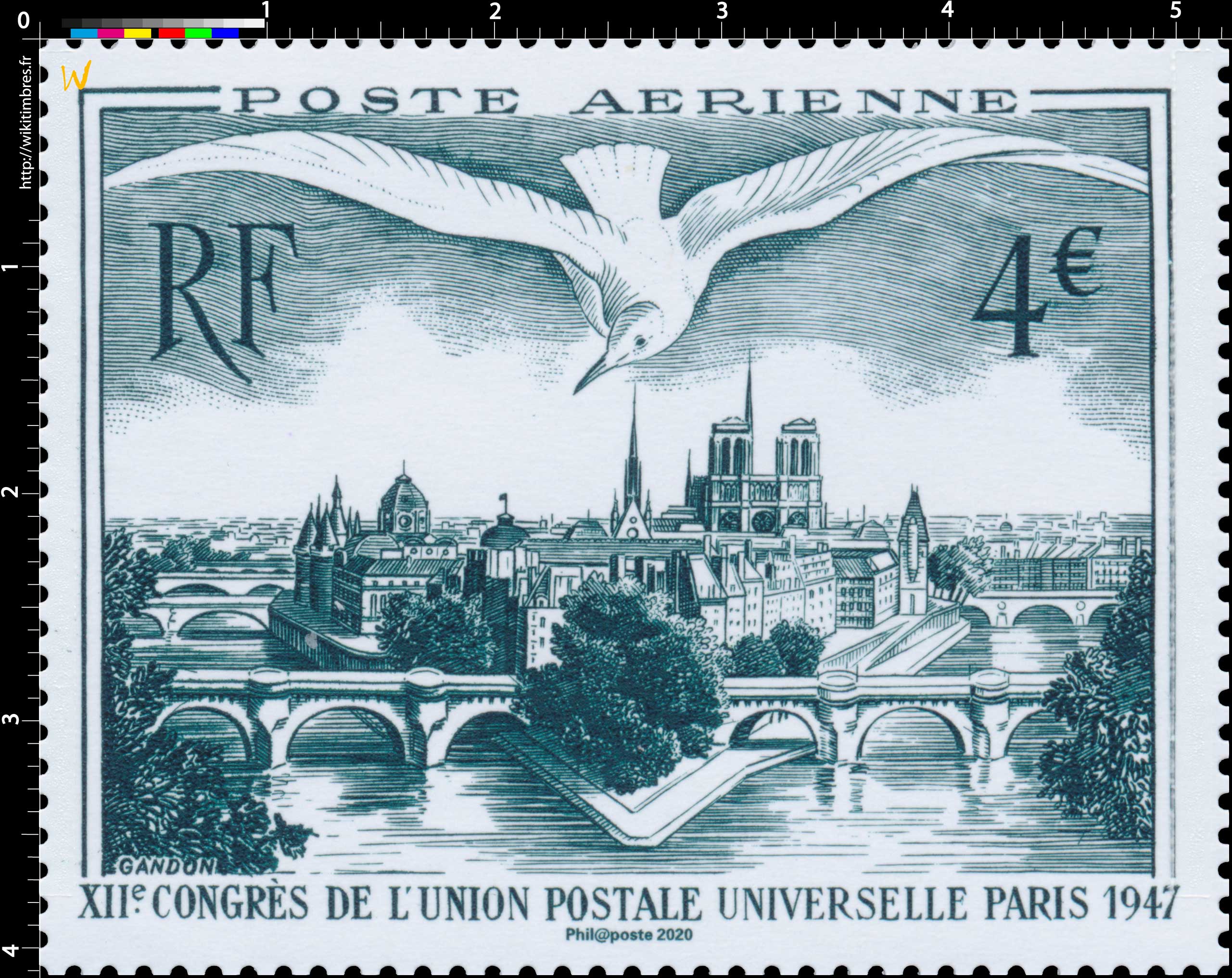 2020 Poste Aérienne - XIIe Congrès de l'Union Postale Universelle Paris 1947