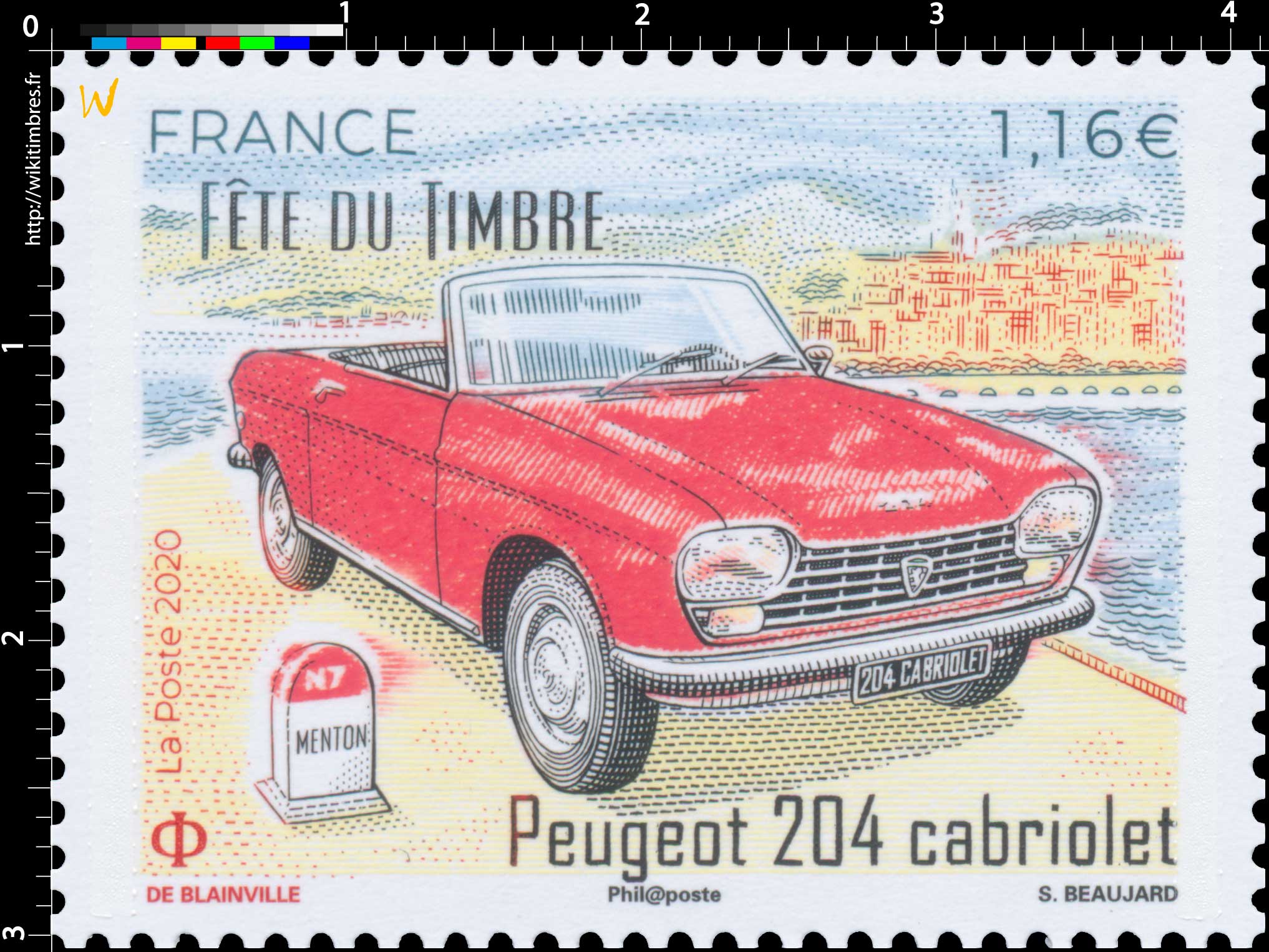 2020 Fête du timbre - Peugeot 204 cabriolet