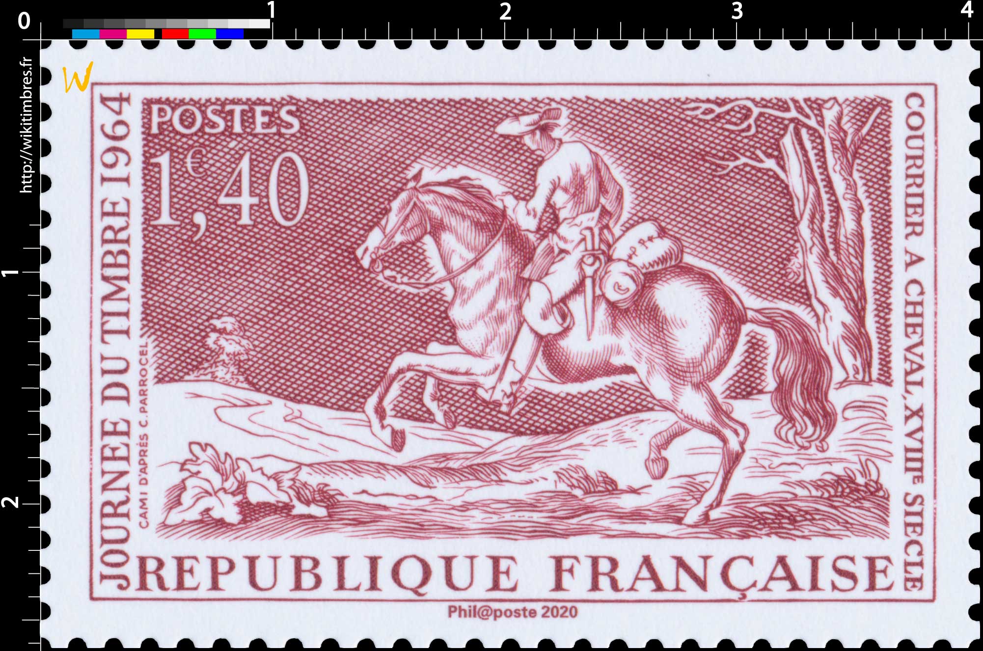 2020 Patrimoine de France - JOURNÉE DU TIMBRE 1964 COURRIER A CHEVAL, XVIIIe SIÈCLE