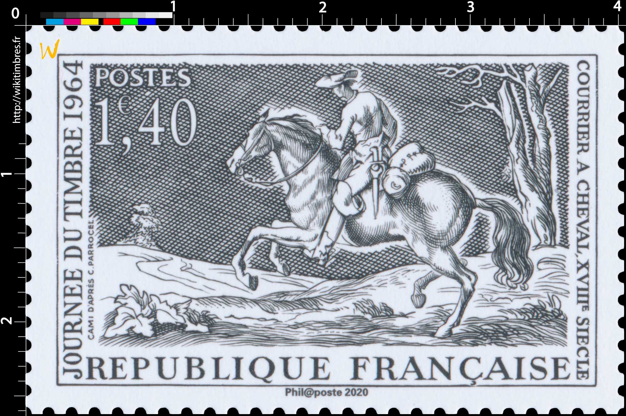 2020 Patrimoine de France - JOURNÉE DU TIMBRE 1964 COURRIER A CHEVAL, XVIIIe SIÈCLE