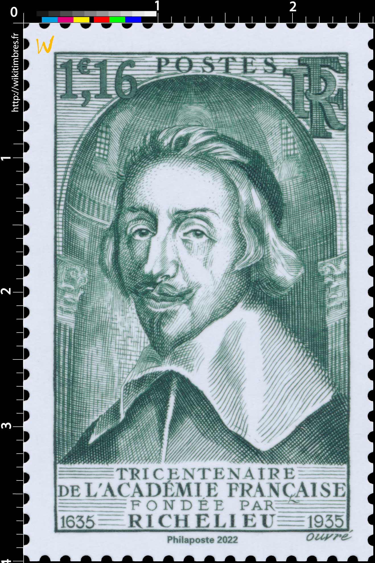 2022 Patrimoine de France - TRICENTENAIRE DE L'ACADÉMIE FRANÇAISE FONDÉE PAR RICHELIEU 1635-1935