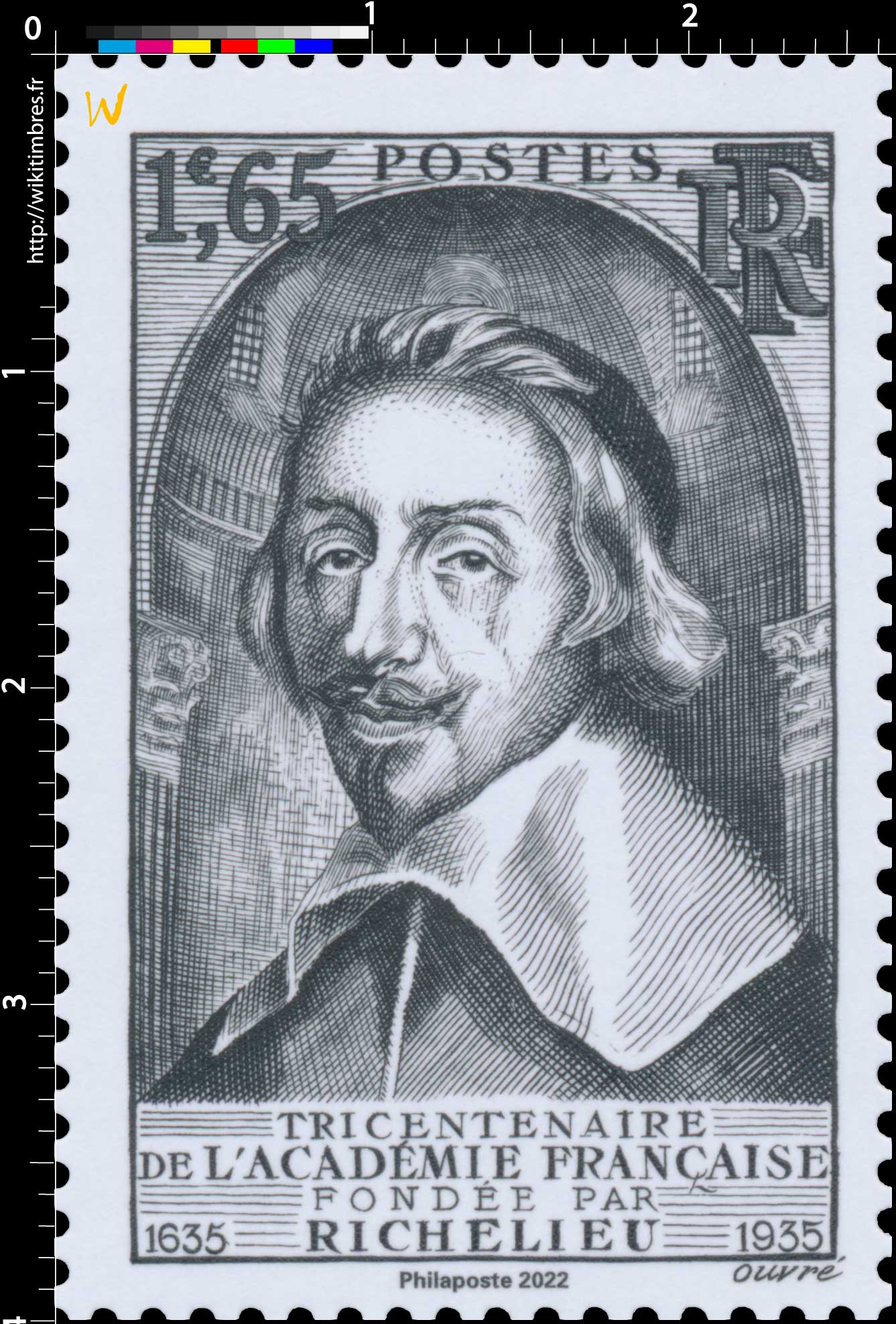 2022 Patrimoine de France - TRICENTENAIRE DE L'ACADÉMIE FRANÇAISE FONDÉE PAR RICHELIEU 1635-1935