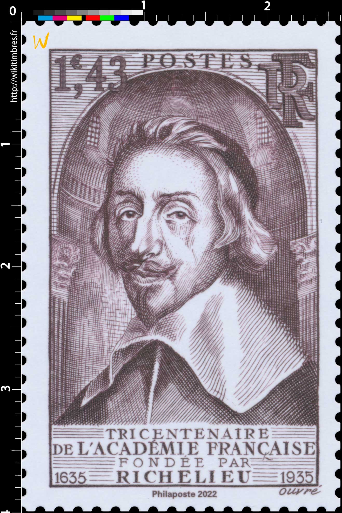 2022 Patrimoine de France - TRICENTENAIRE DE L'ACADÉMIE FRANÇAISE FONDÉE PAR RICHELIEU 1635-1935