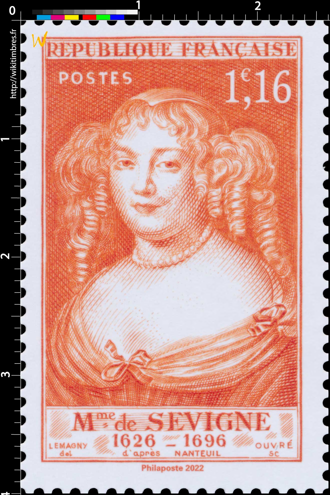 2022 Patrimoine de France - Mme de SEVIGNE 1626-1696