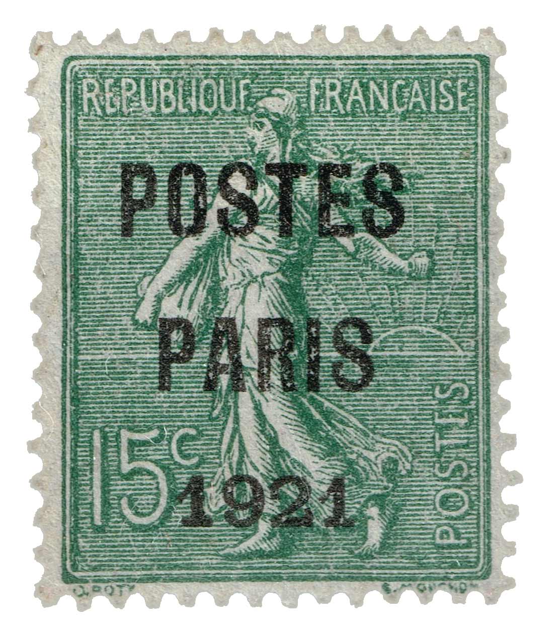 1921 POSTES PARIS - type semeuse lignée / surchargé 
