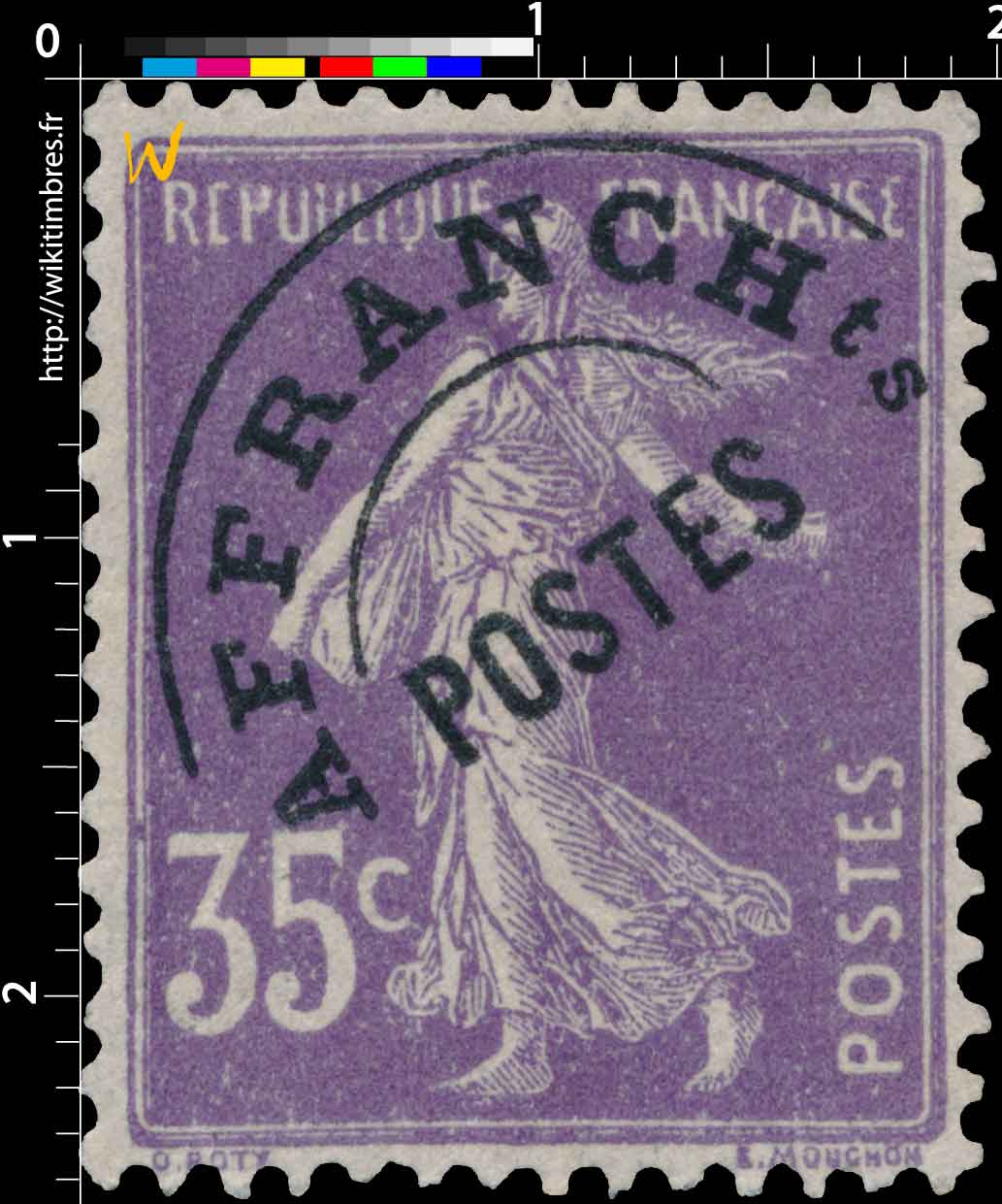 1922 Sans légende particulière - type semeuse camée surchargé