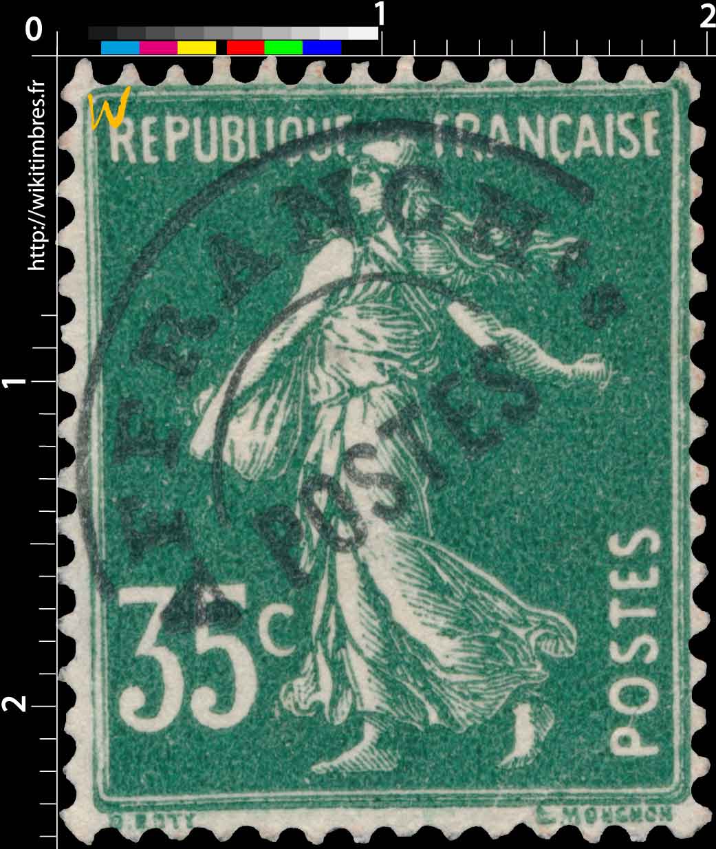 1937 Sans légende particulière - type semeuse camée surchargé 