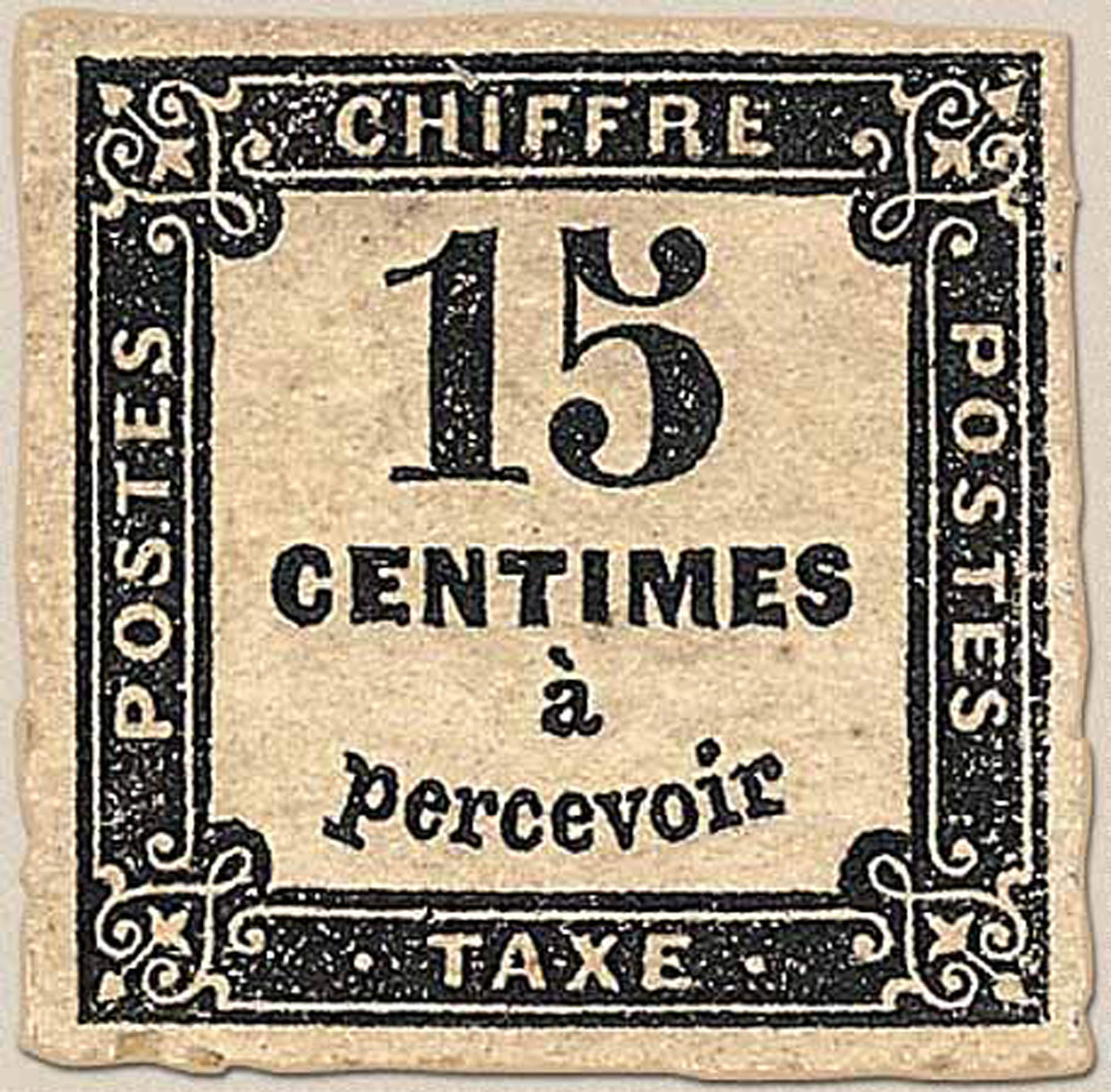 1863 CHIFFRE TAXE 15 Centimes à percevoir