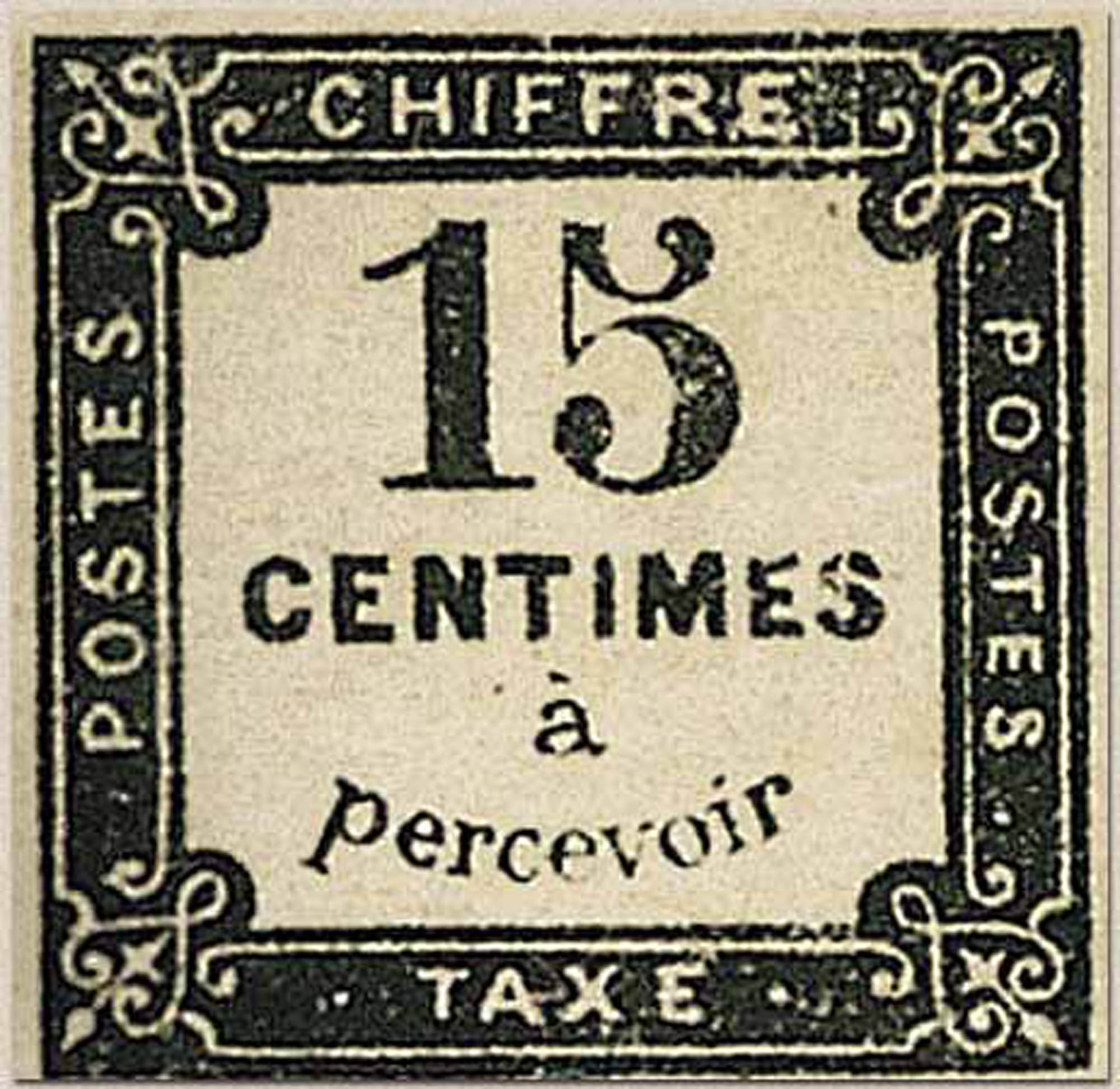 1870 CHIFFRE TAXE 15 Centimes à percevoir