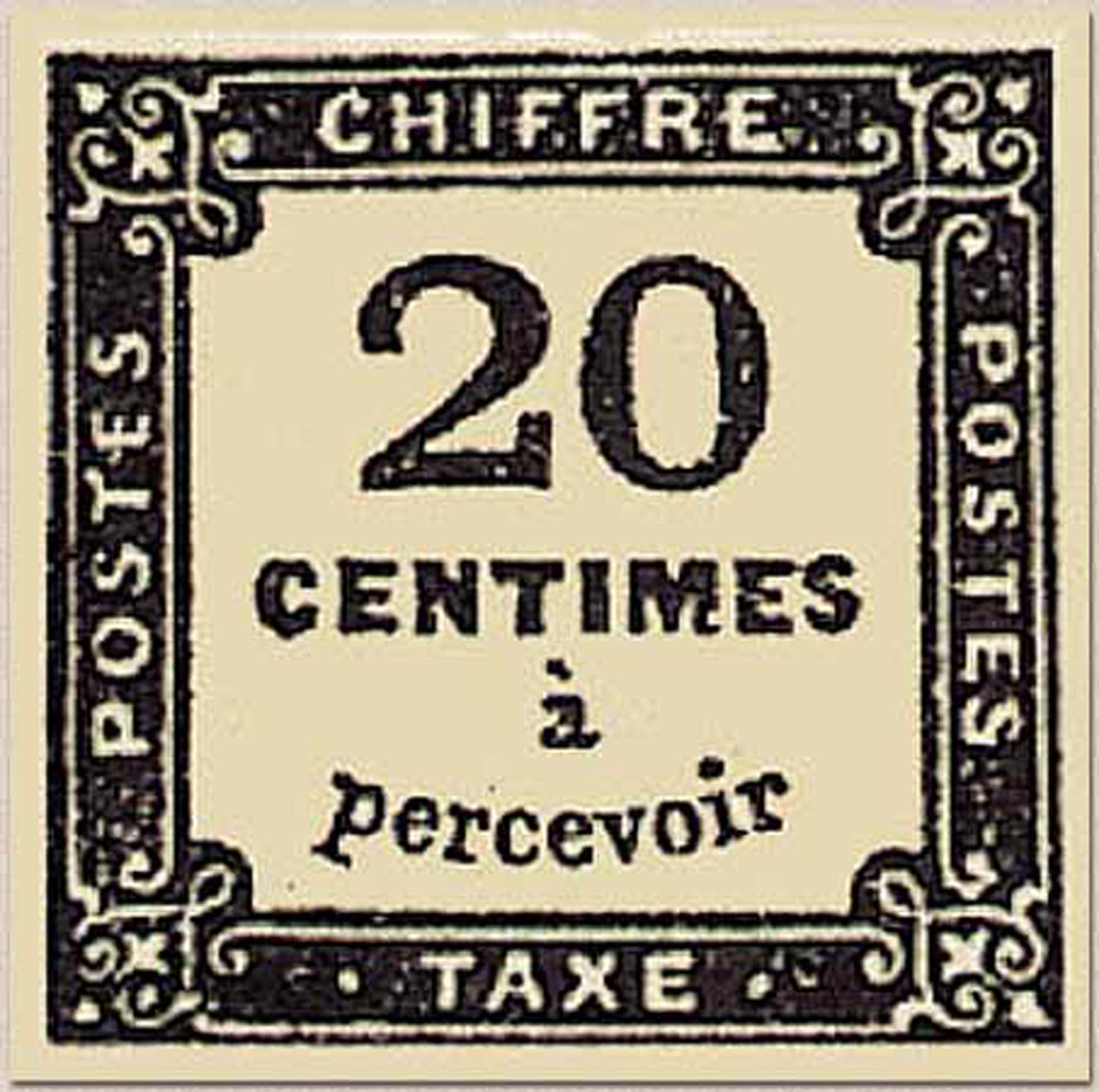 1871 CHIFFRE TAXE 20 Centimes à percevoir