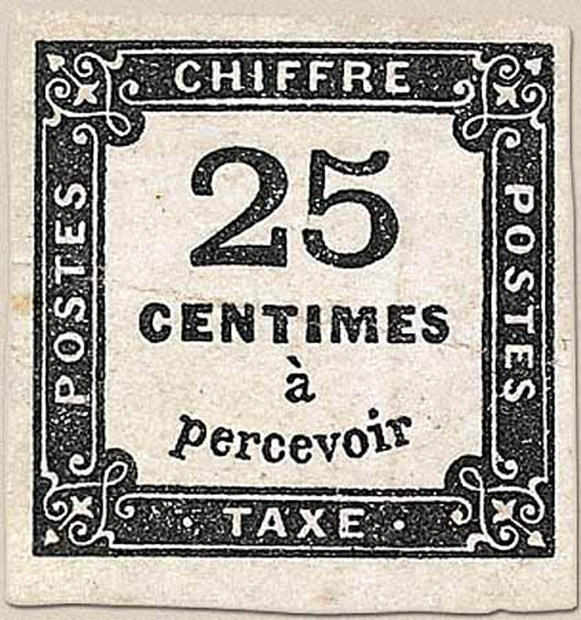 1871 CHIFFRE TAXE 25 Centimes à percevoir
