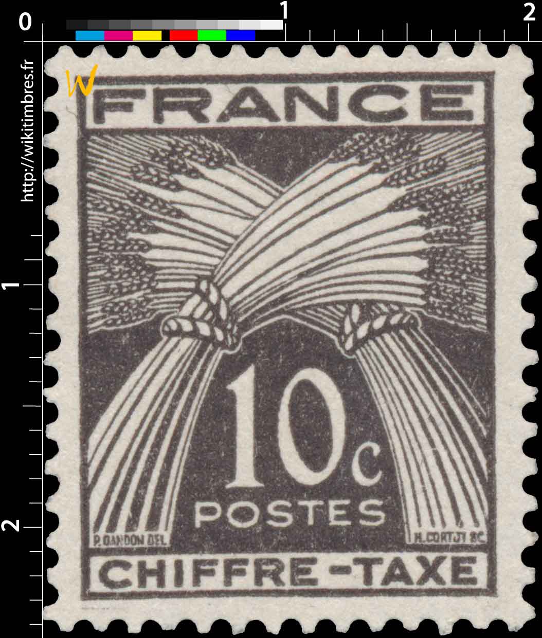 1943 TIMBRE TAXE - type gerbes de blé