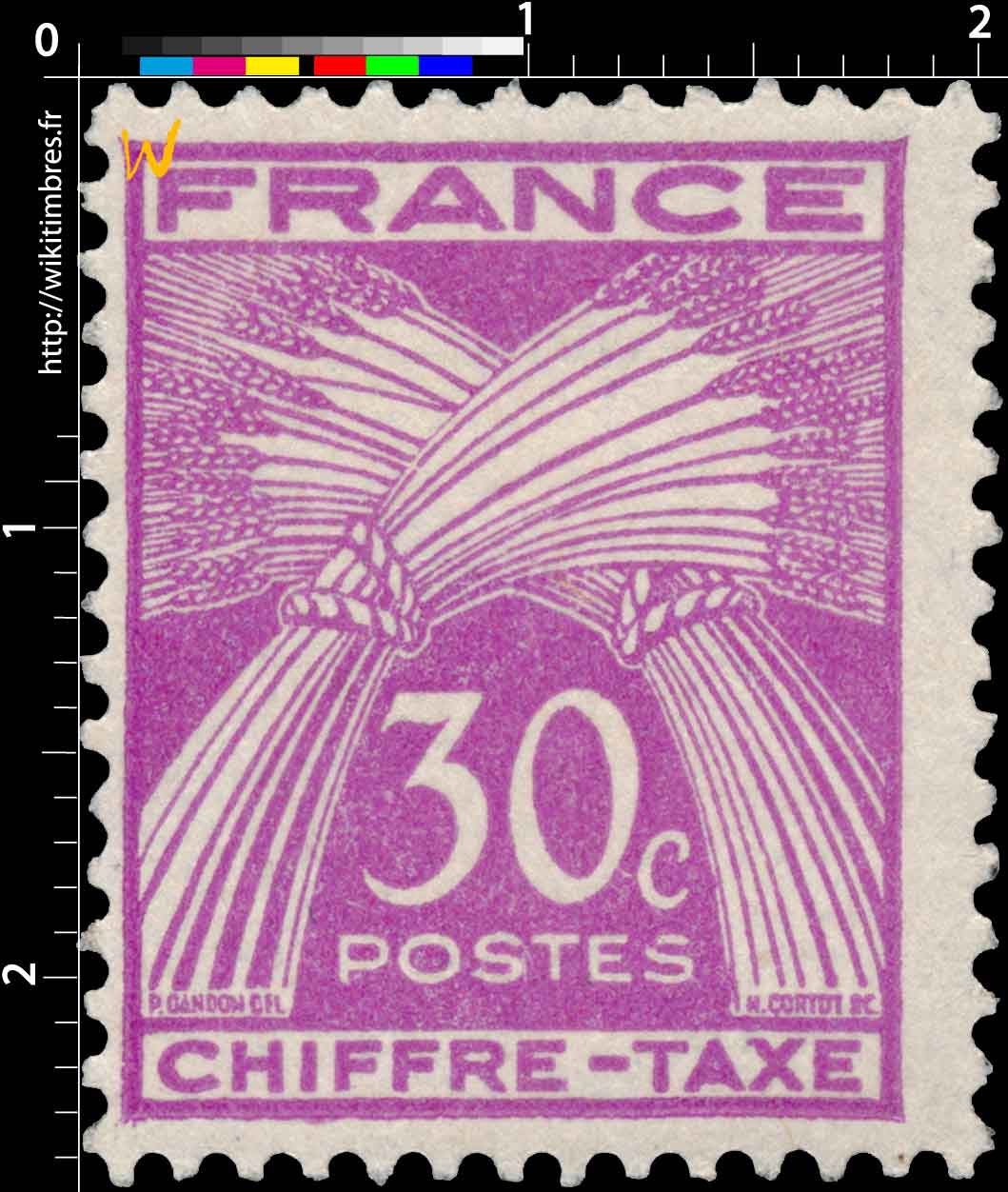 1943 TIMBRE TAXE - type gerbes de blé