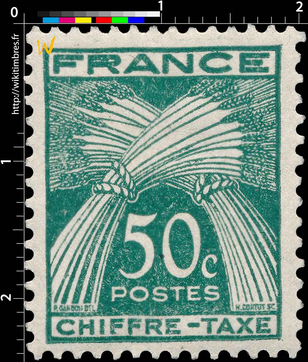 1943 TIMBRE TAXE - type gerbes de blé