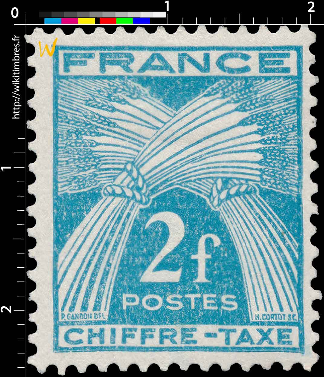 1943 TIMBRE TAXE - type gerbes de blé